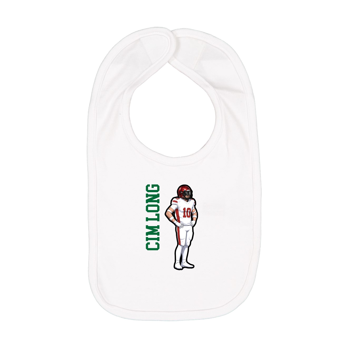 Infant Bib — Name Vertical in White
