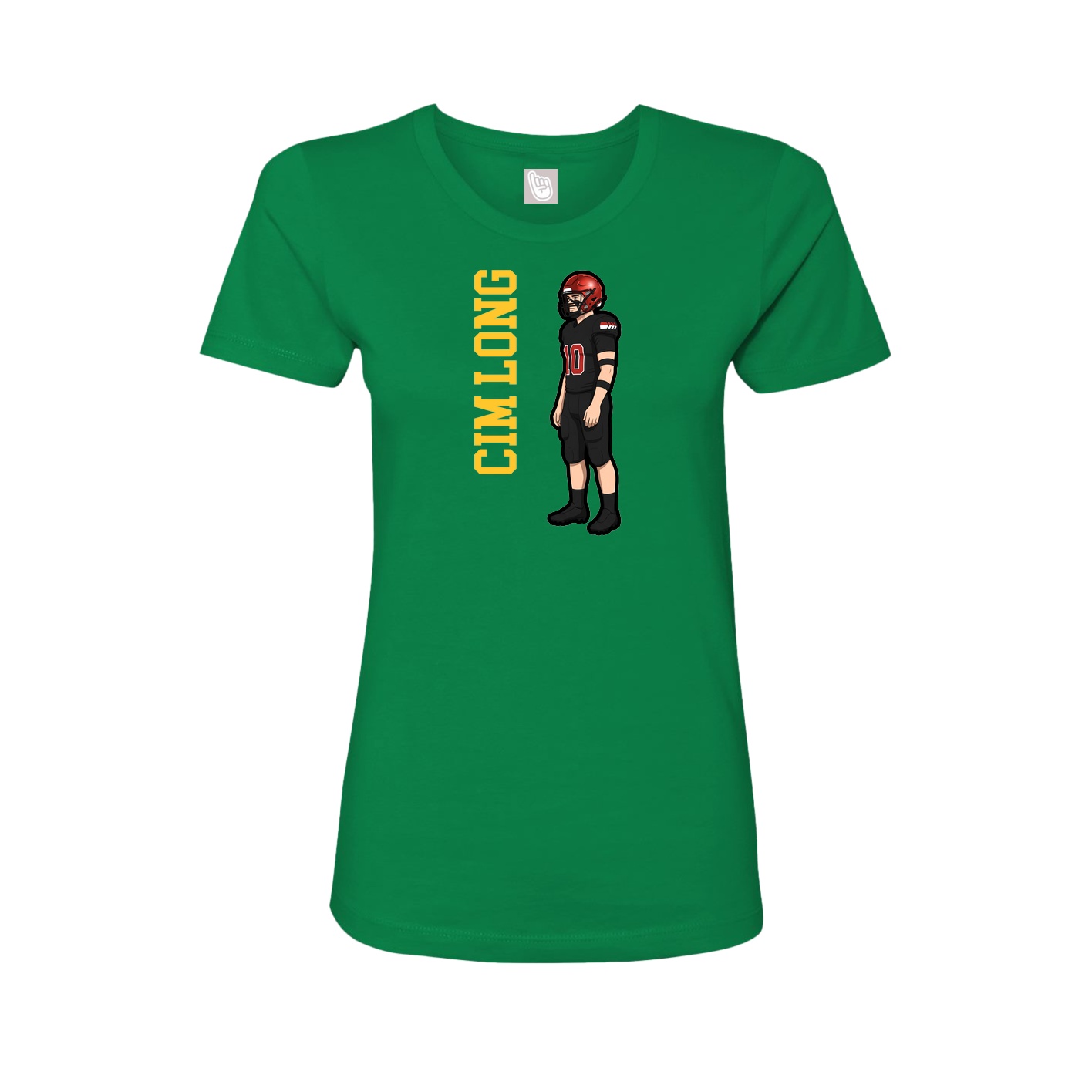 Fitted Women's Tee — Name Vertical in Green
