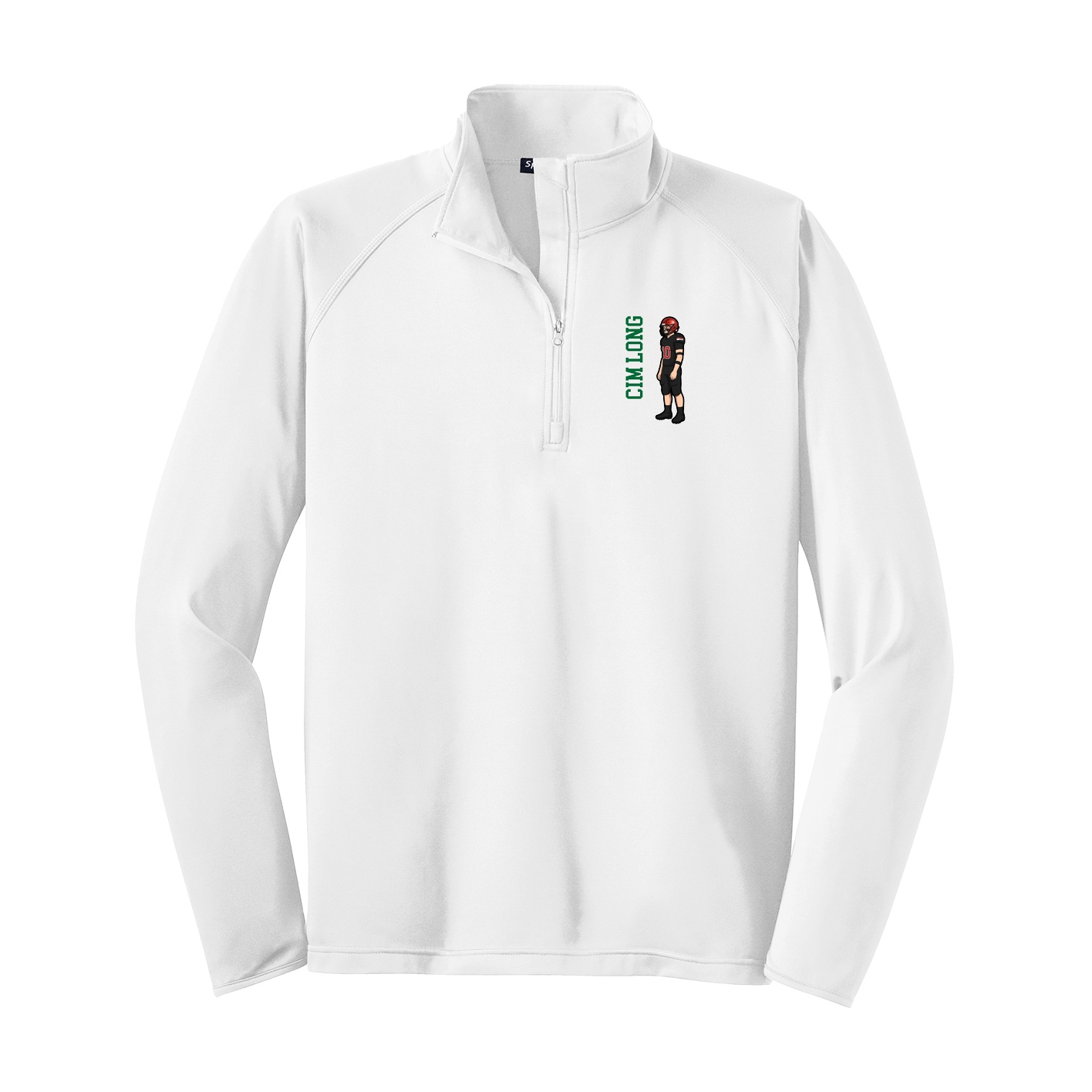 Q-Zip Pullover — Name Vertical in White