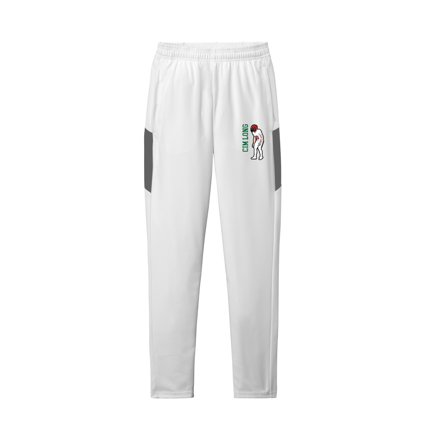 Team Travel Pant — Name Vertical in White/Grey