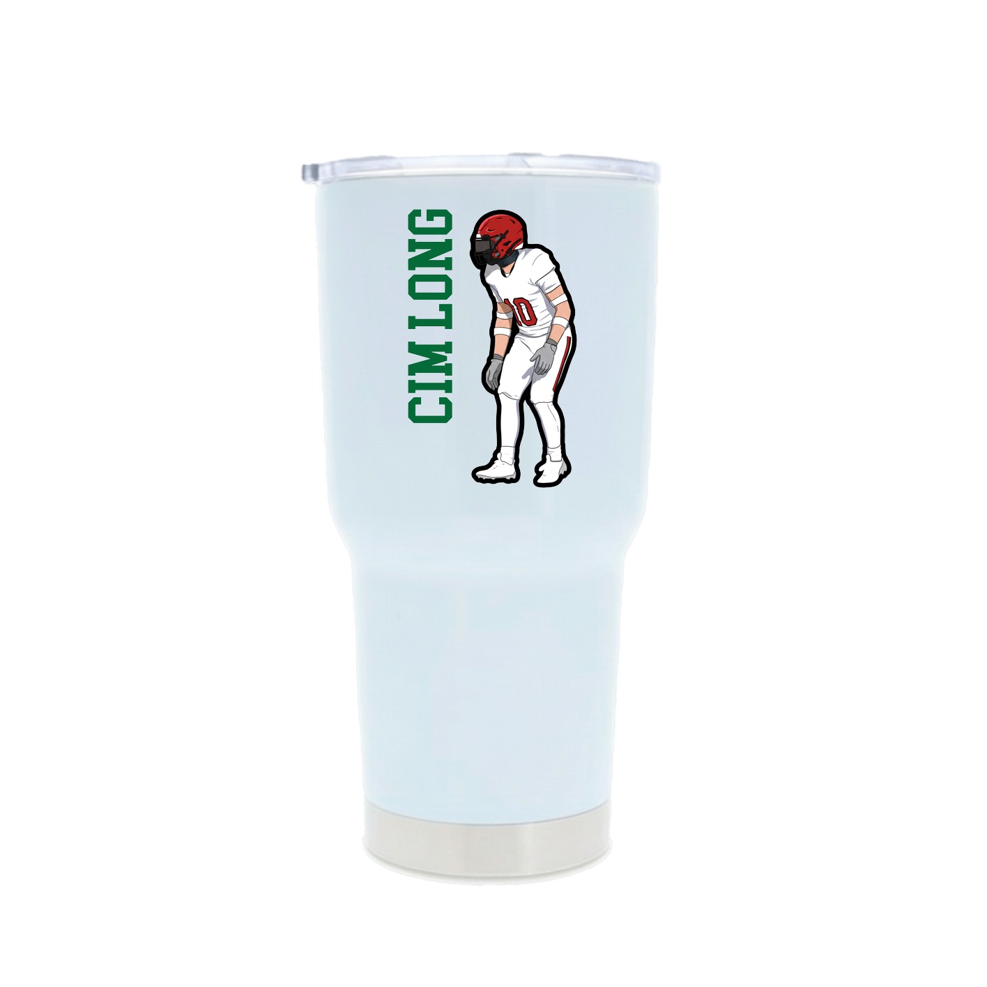 30oz Stainless Steel Tumbler — Name Vertical in White