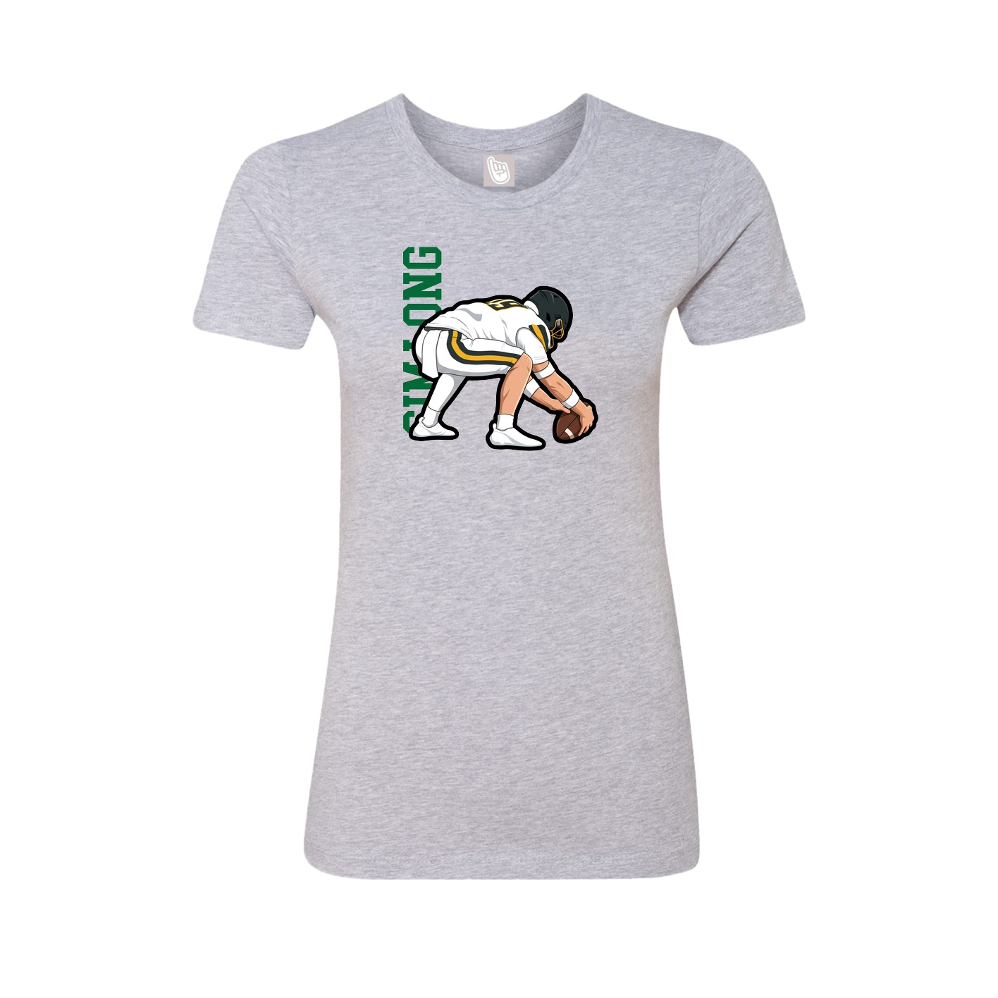 Fitted Women's Tee — Name Vertical in Grey