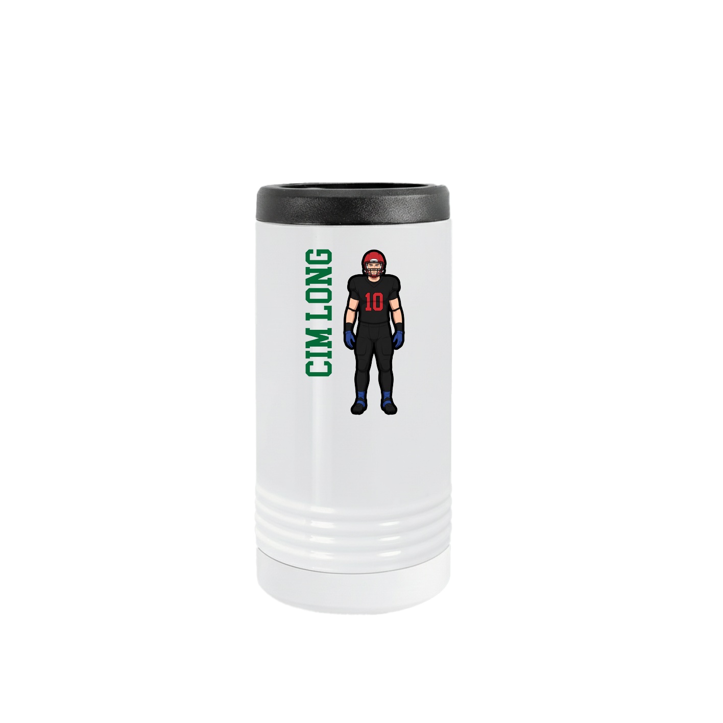 Slim Beverage Holder — Name Vertical in White