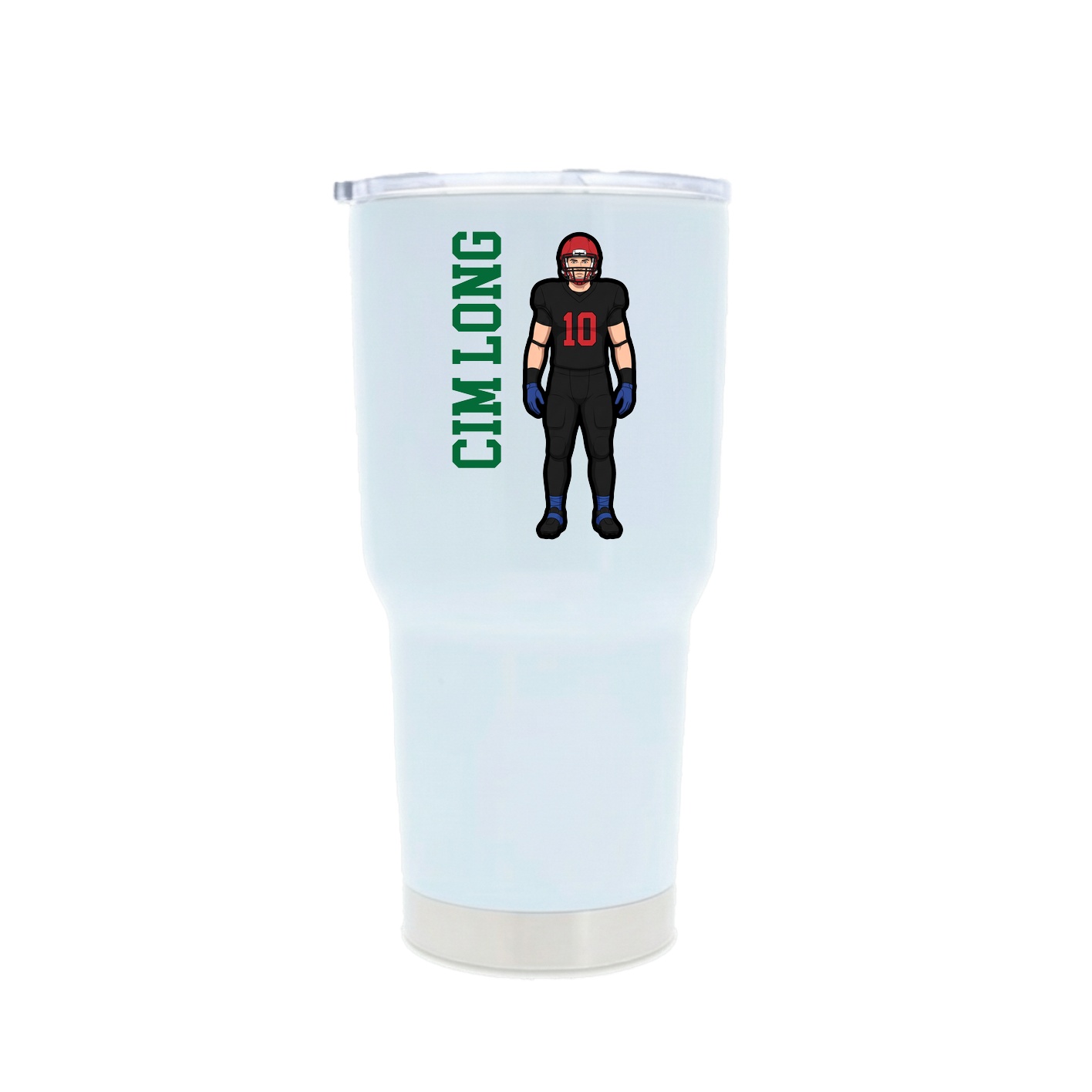 30oz Stainless Steel Tumbler — Name Vertical in White