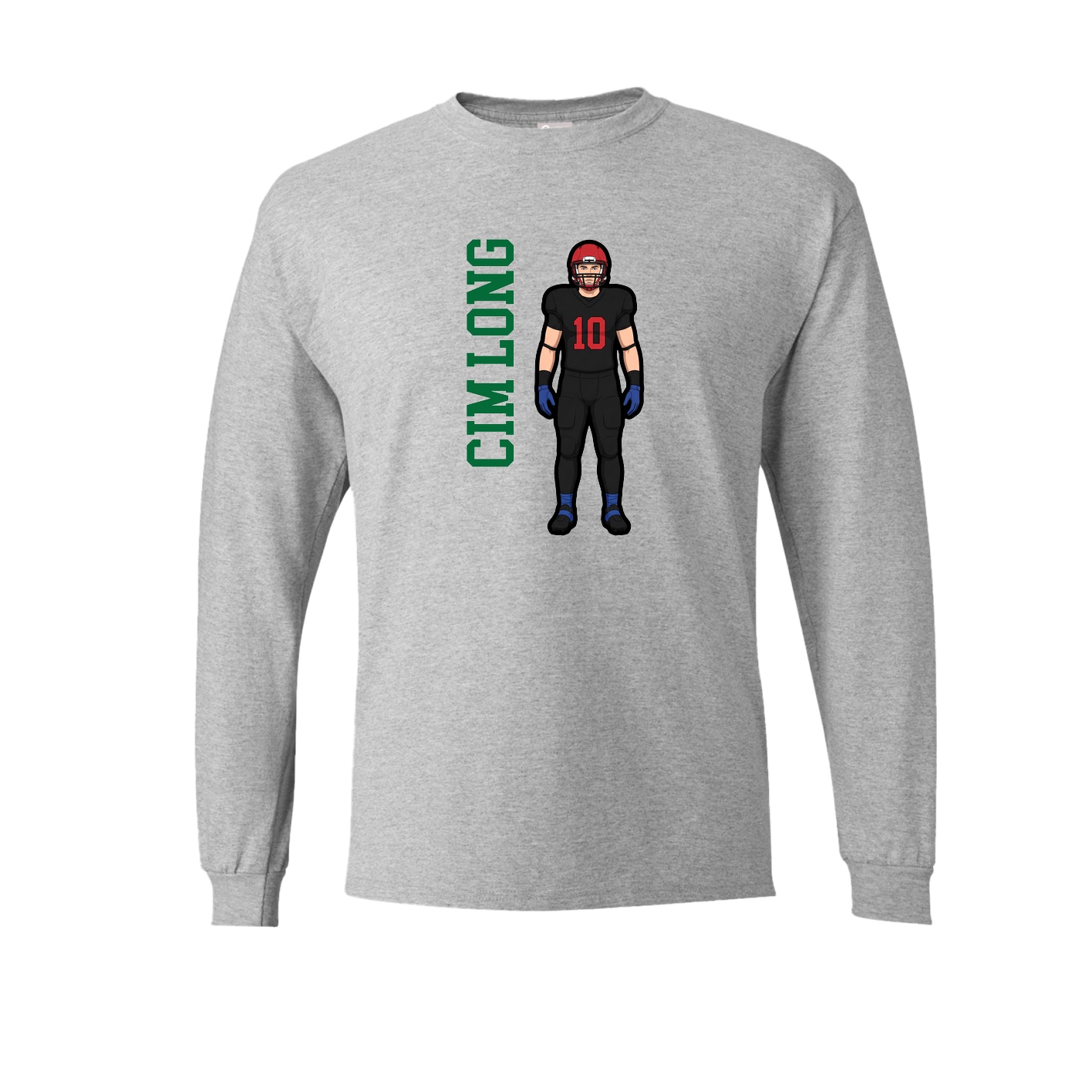 Long Sleeve Tee — Name Vertical in Grey