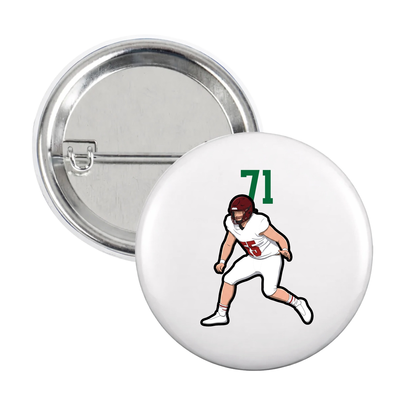 Game Day Button — Number Top in White