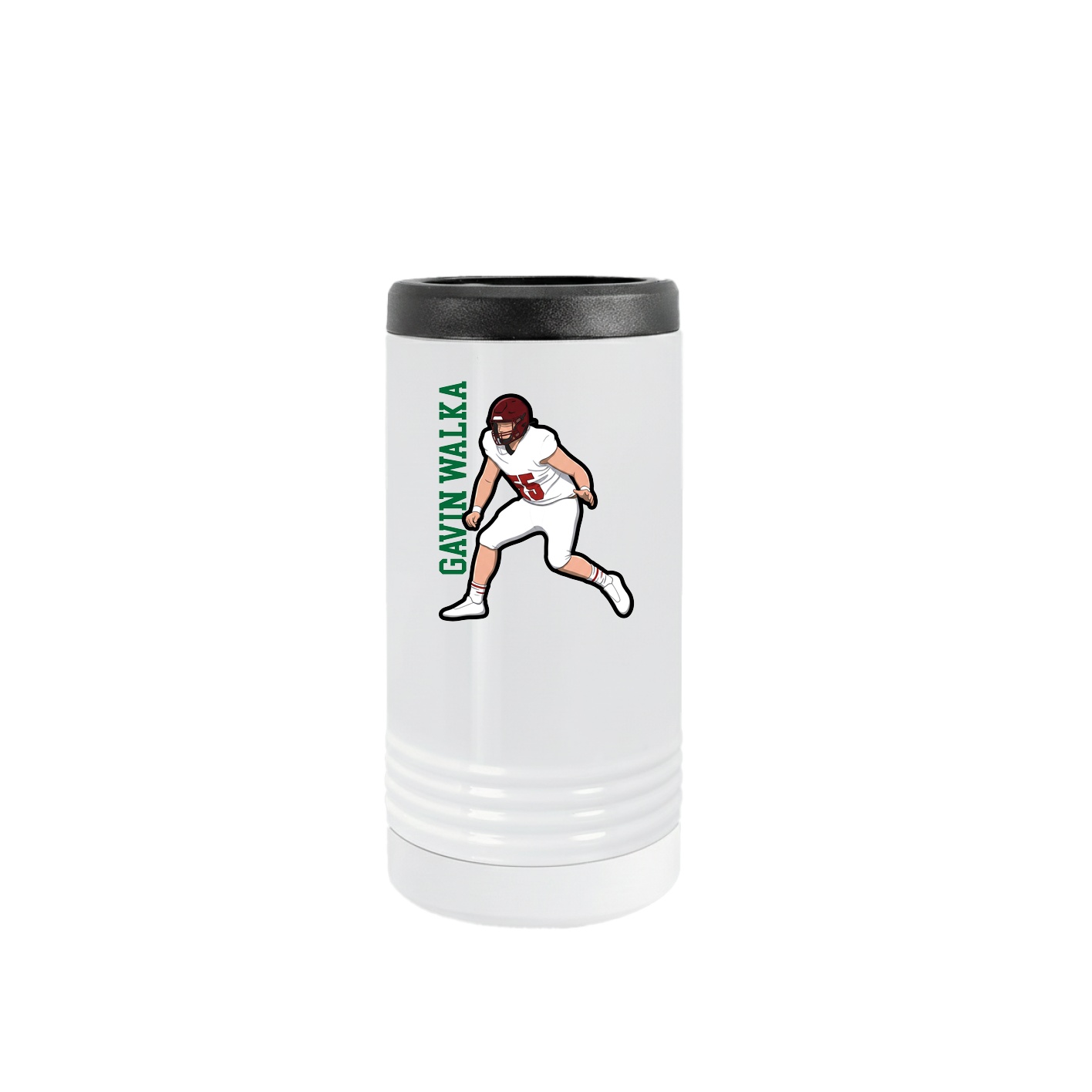 Slim Beverage Holder — Name Vertical in White