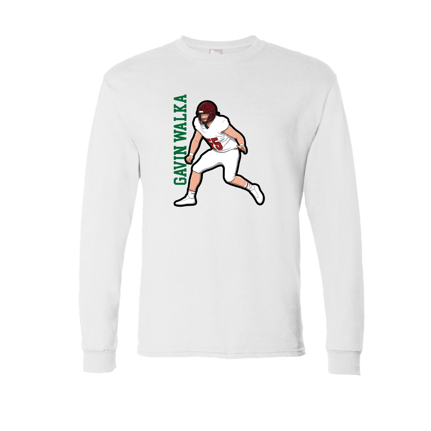 Long Sleeve Tee — Name Vertical in White
