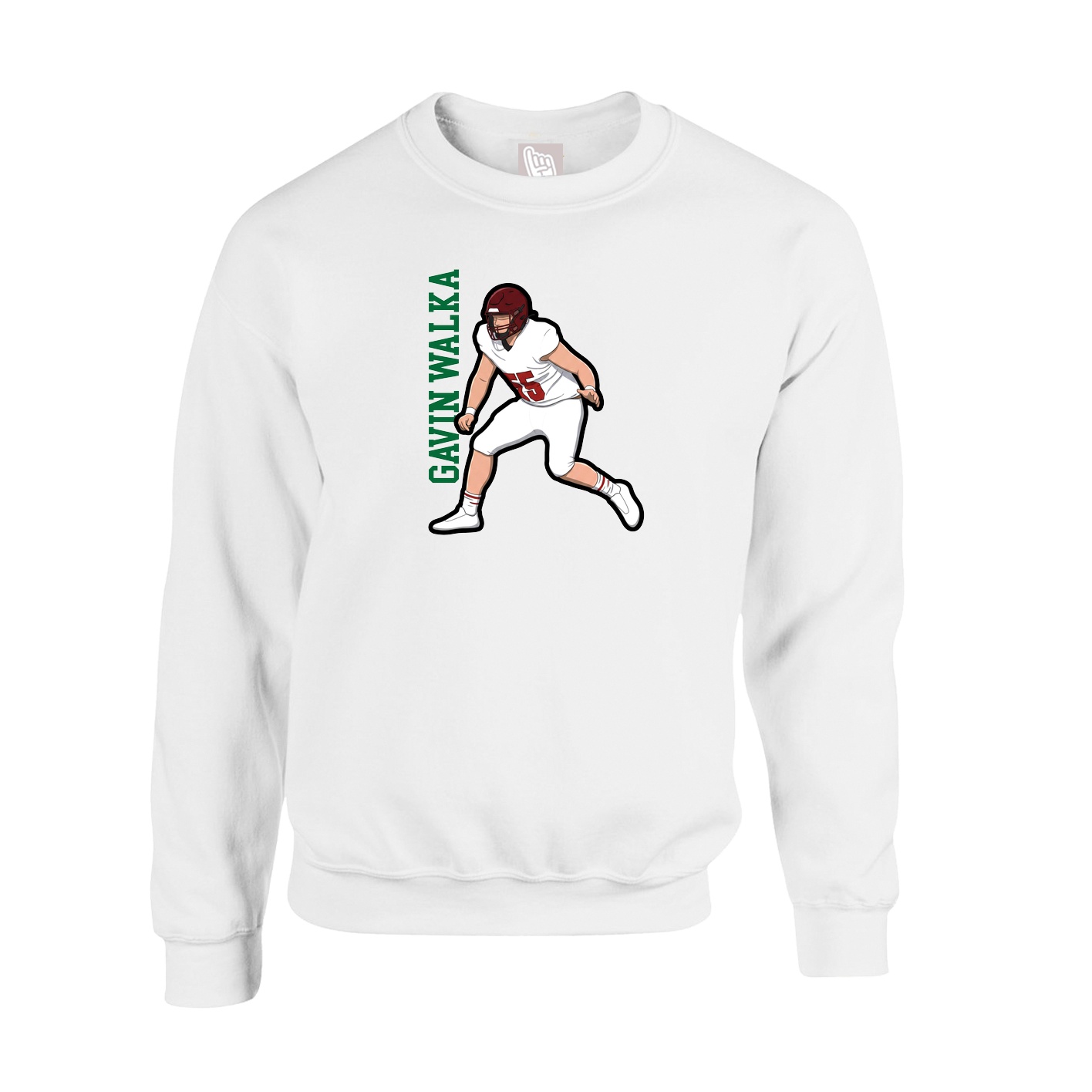 Fleece Crew — Name Vertical in White