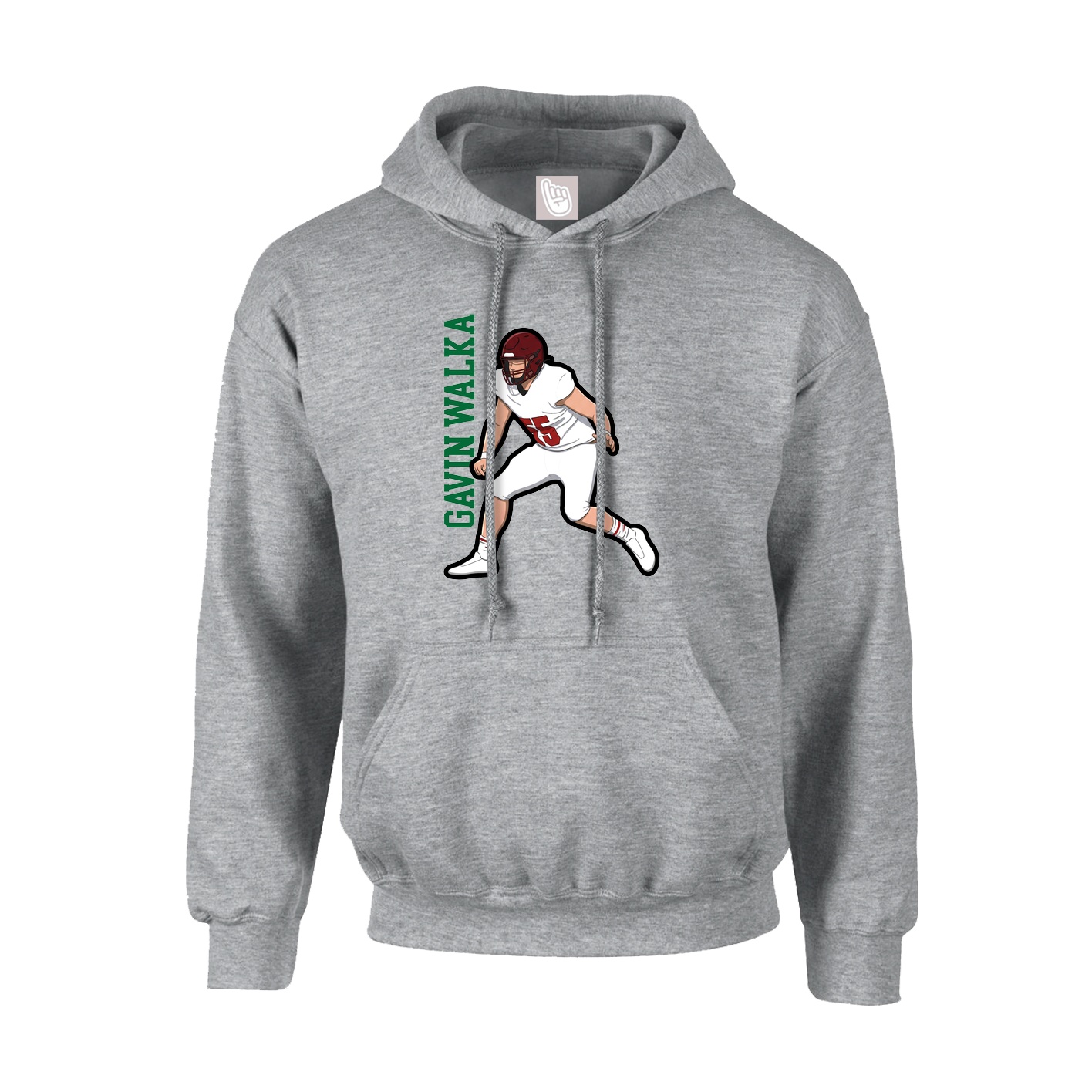 Youth Hoodie — Name Vertical in Grey