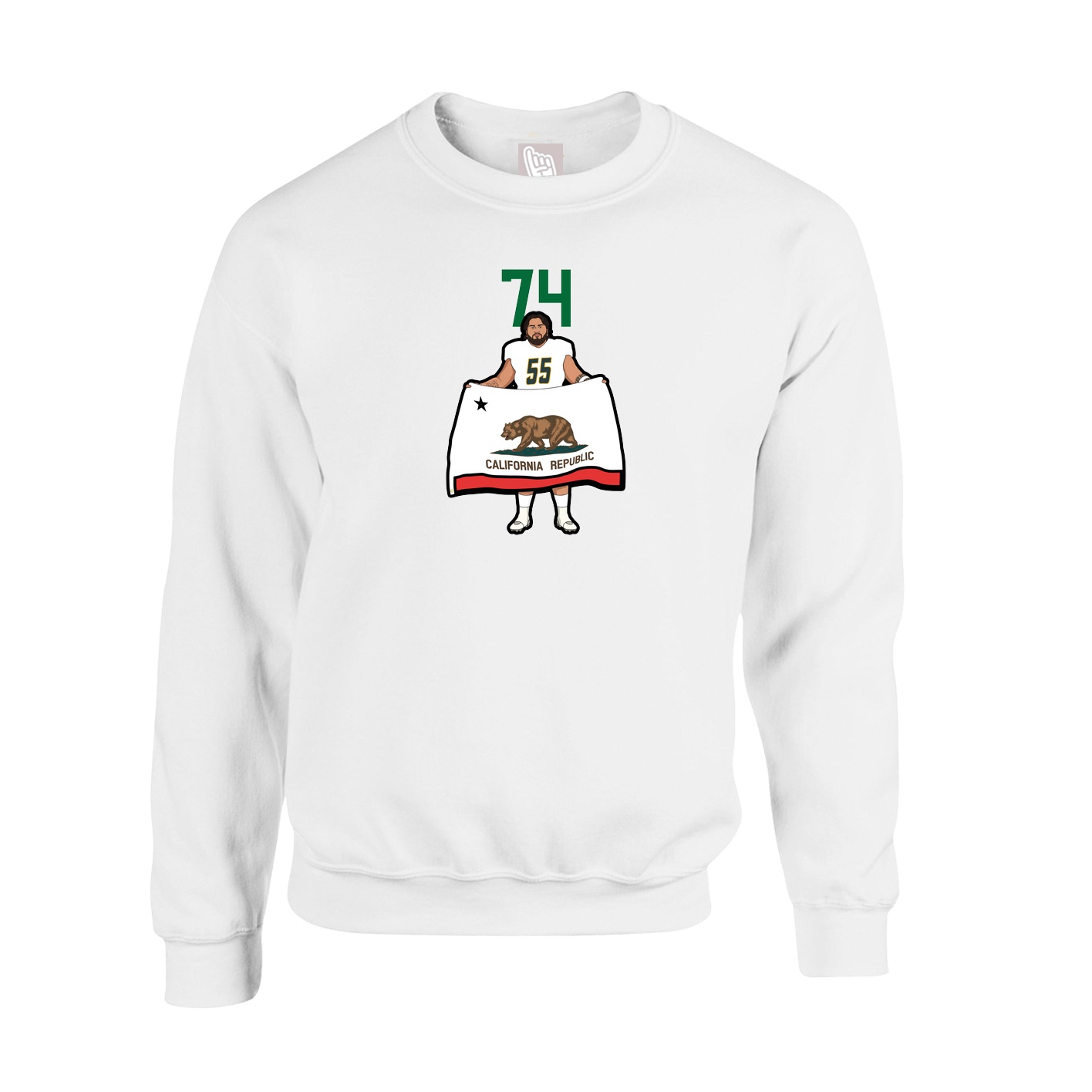 Fleece Crew — Number Top in White