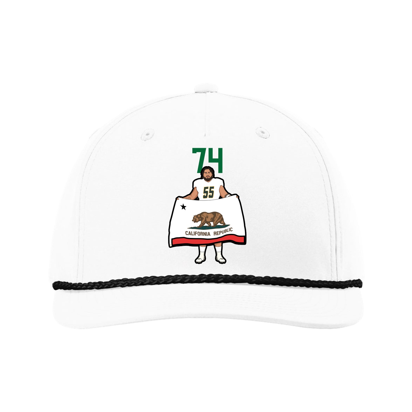 Five-Panel Classic Rope Cap — Number Top in White