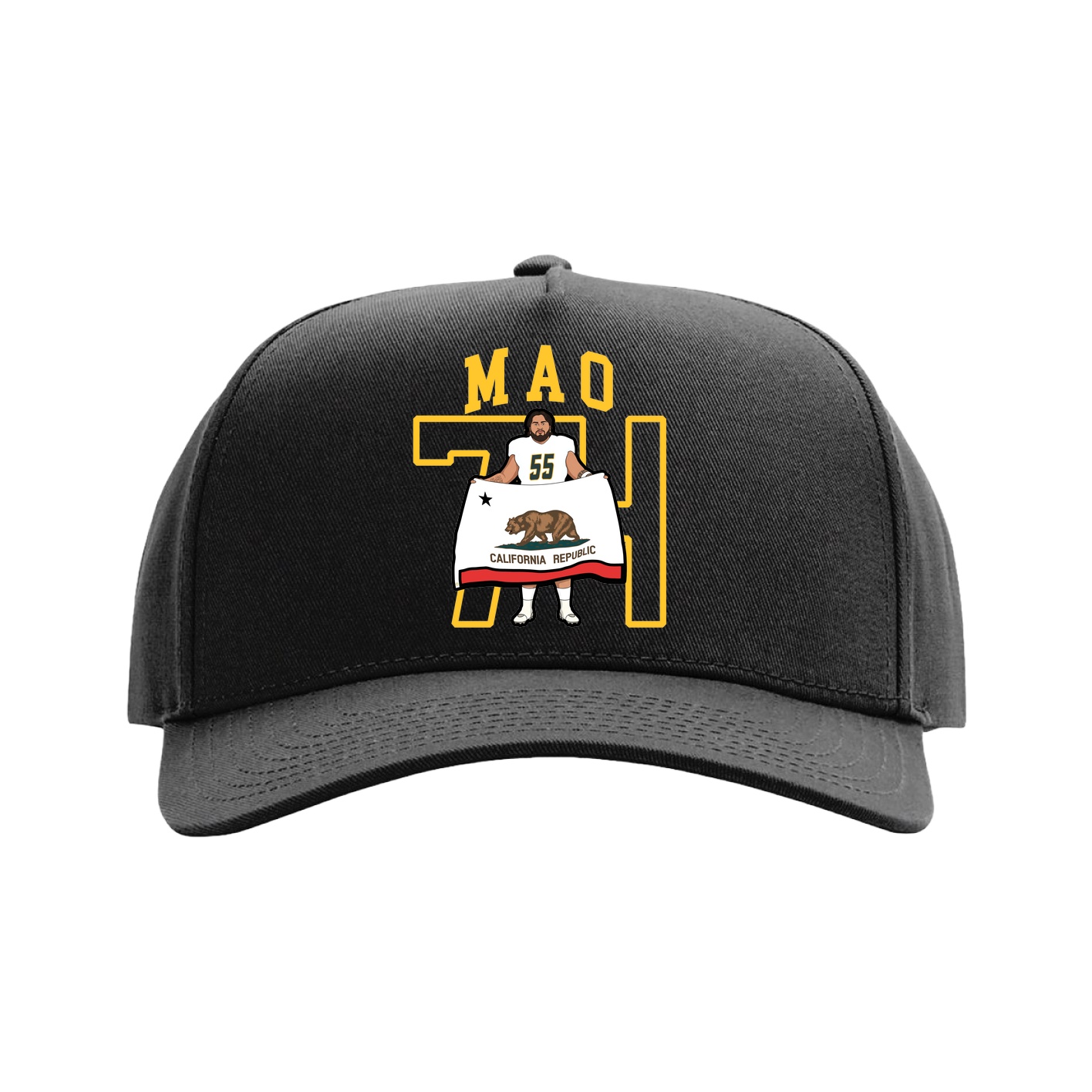 Full Fabric Five-Panel Champ Cap — Shirsey in Black