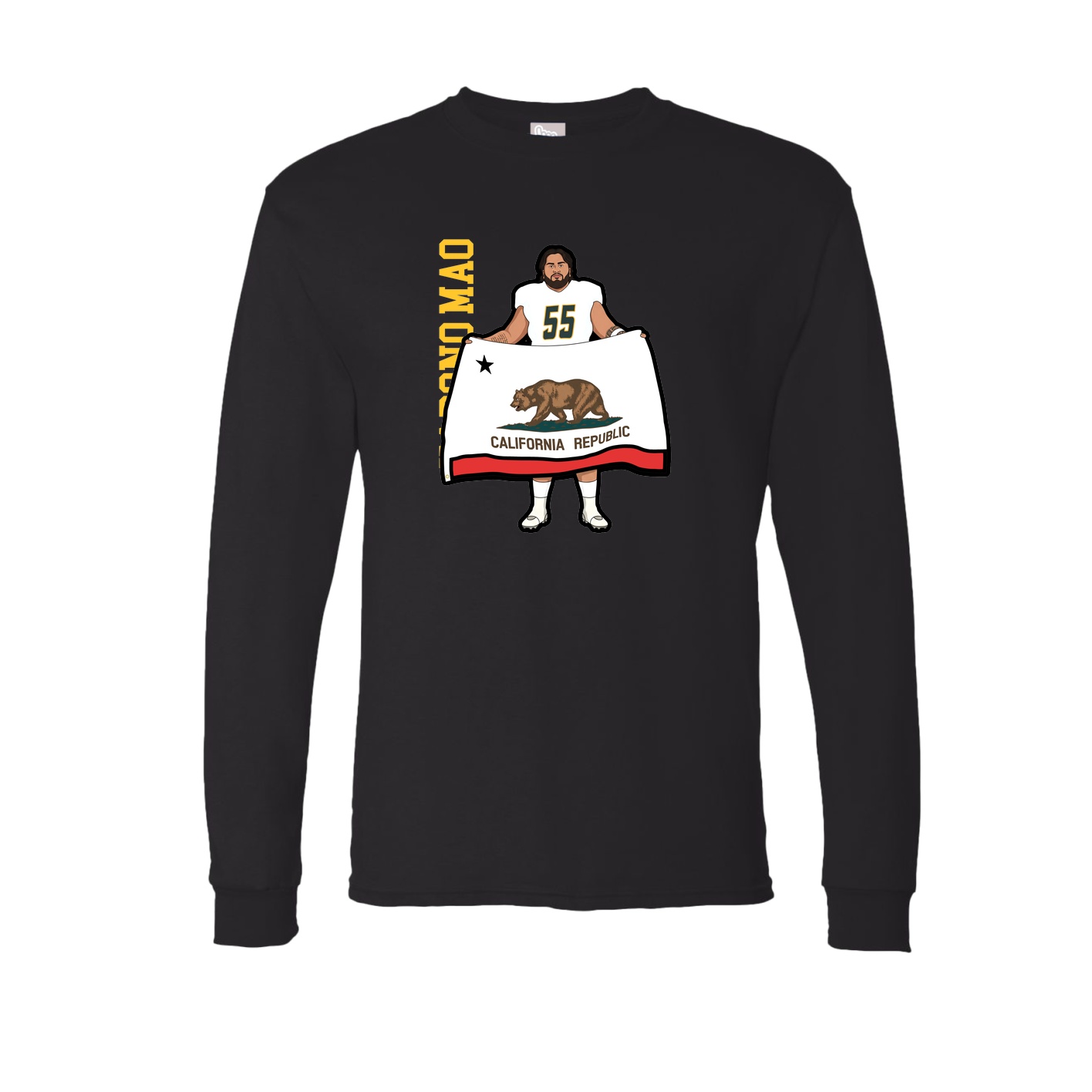 Long Sleeve Tee — Name Vertical in Black