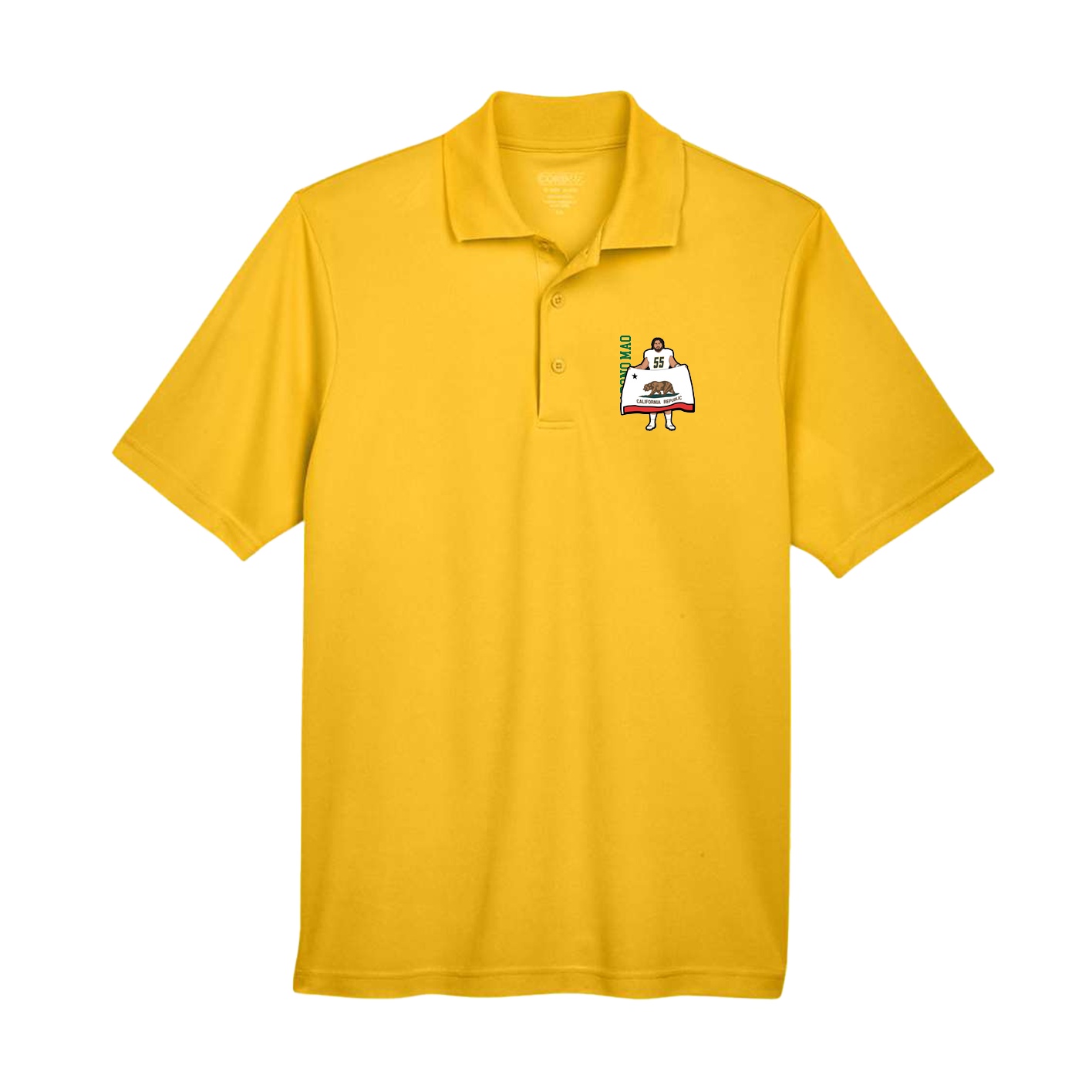 Performance Polo — Name Vertical in Gold
