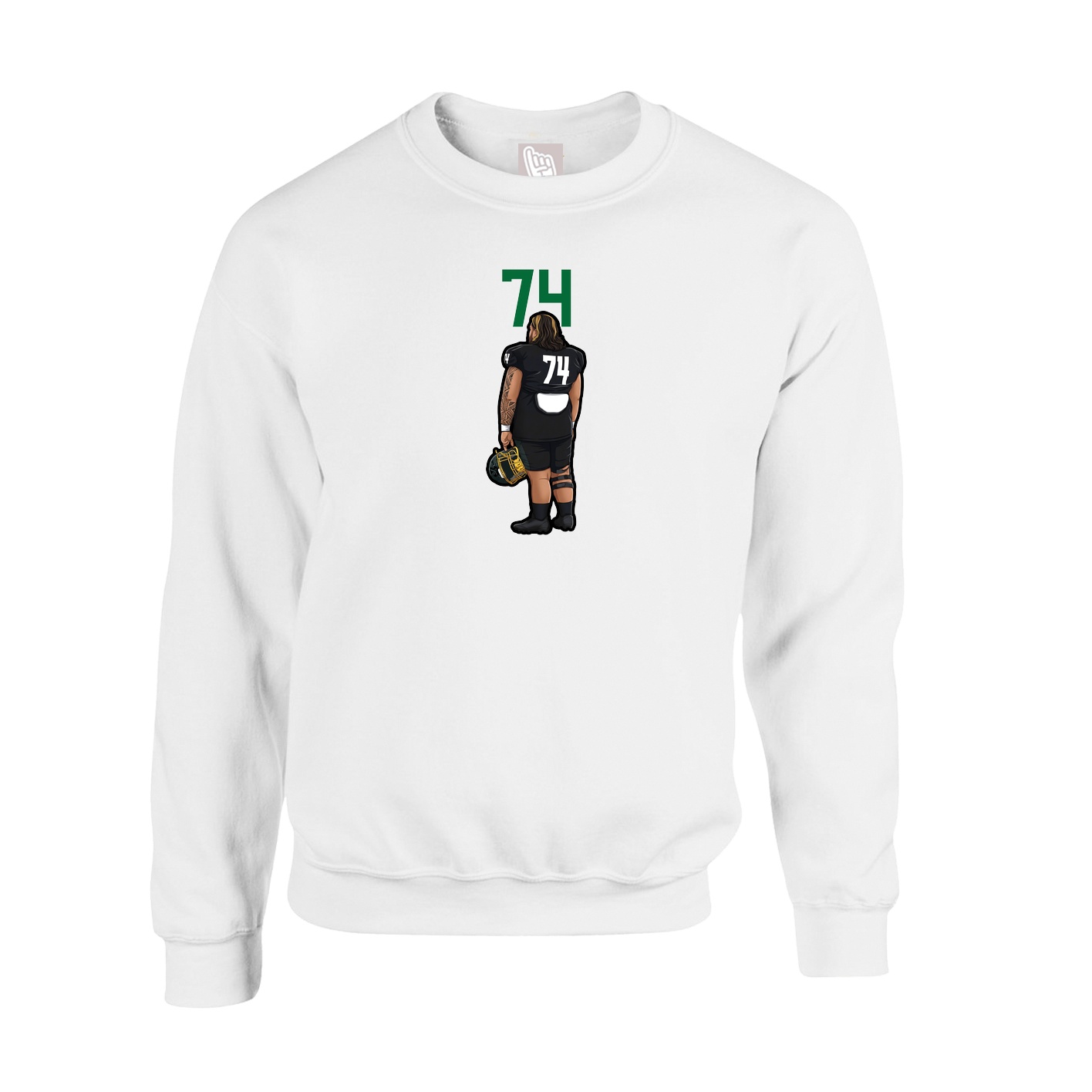 Fleece Crew — Number Top in White