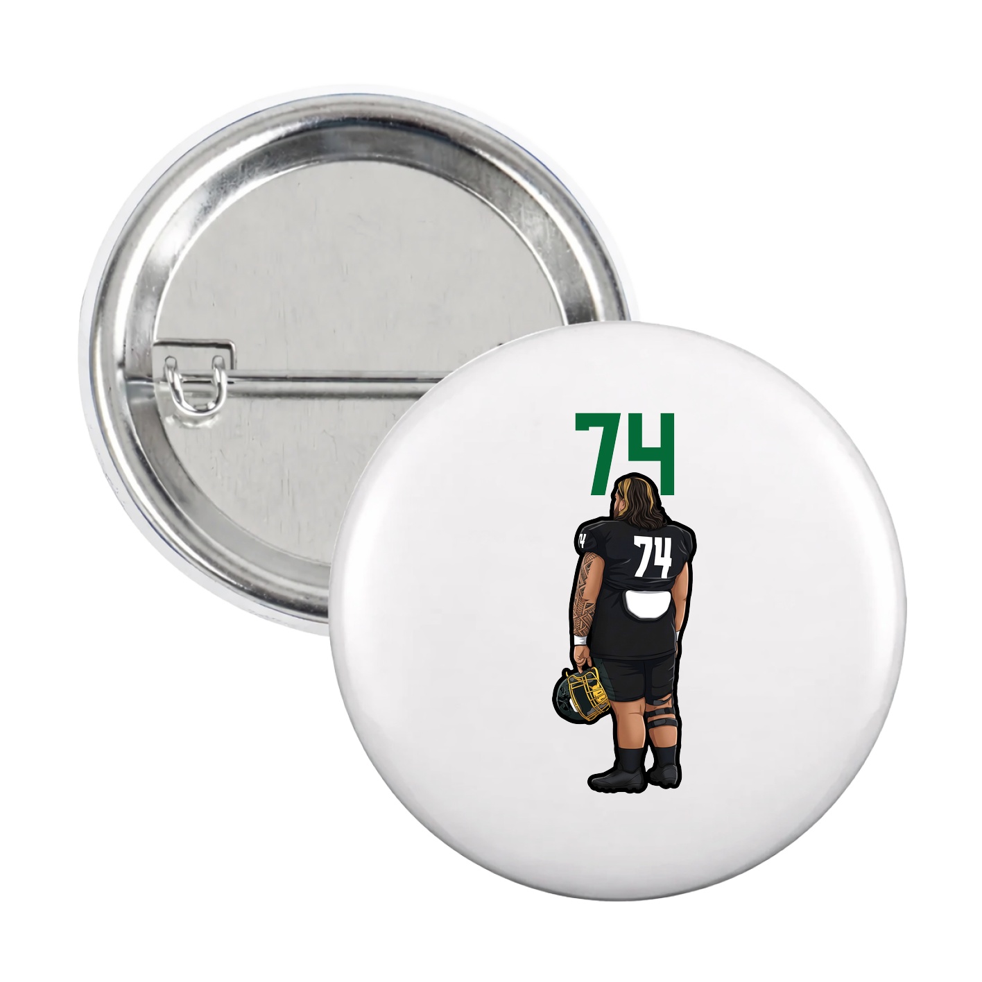 Game Day Button — Number Top in White