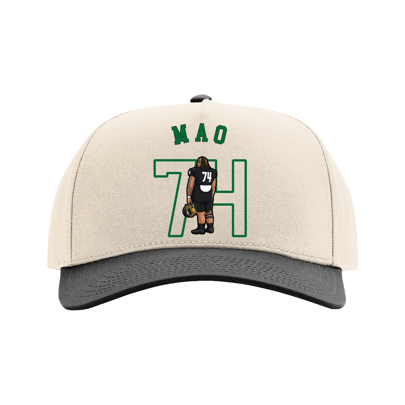Full Fabric Five-Panel Champ Cap — Shirsey Arch in Cream/Black