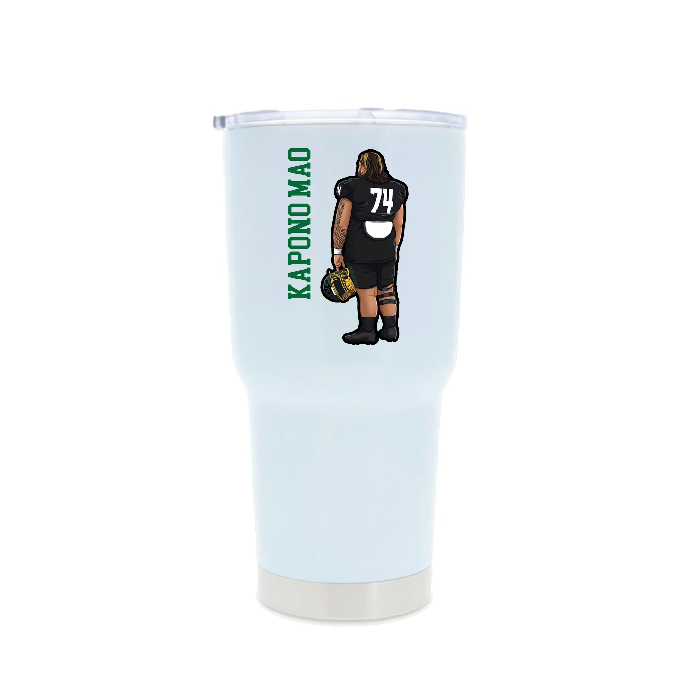 30oz Stainless Steel Tumbler — Name Vertical in White