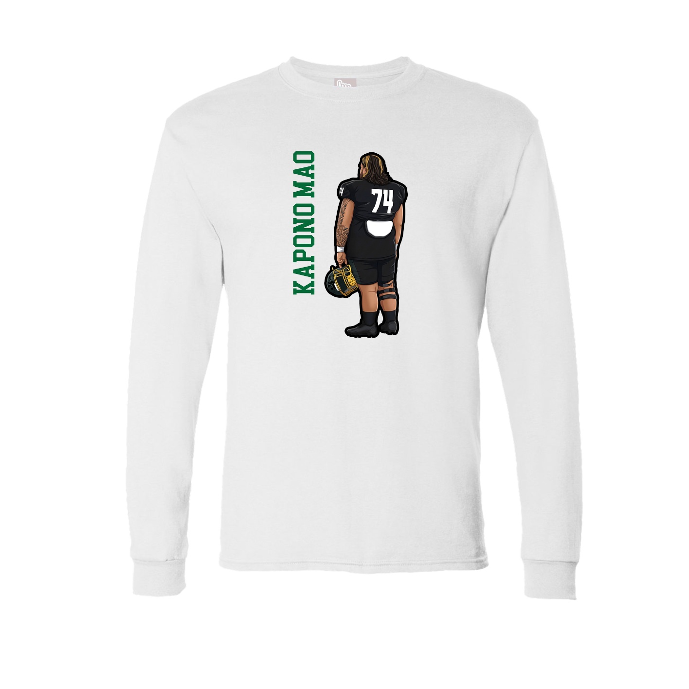 Long Sleeve Tee — Name Vertical in White