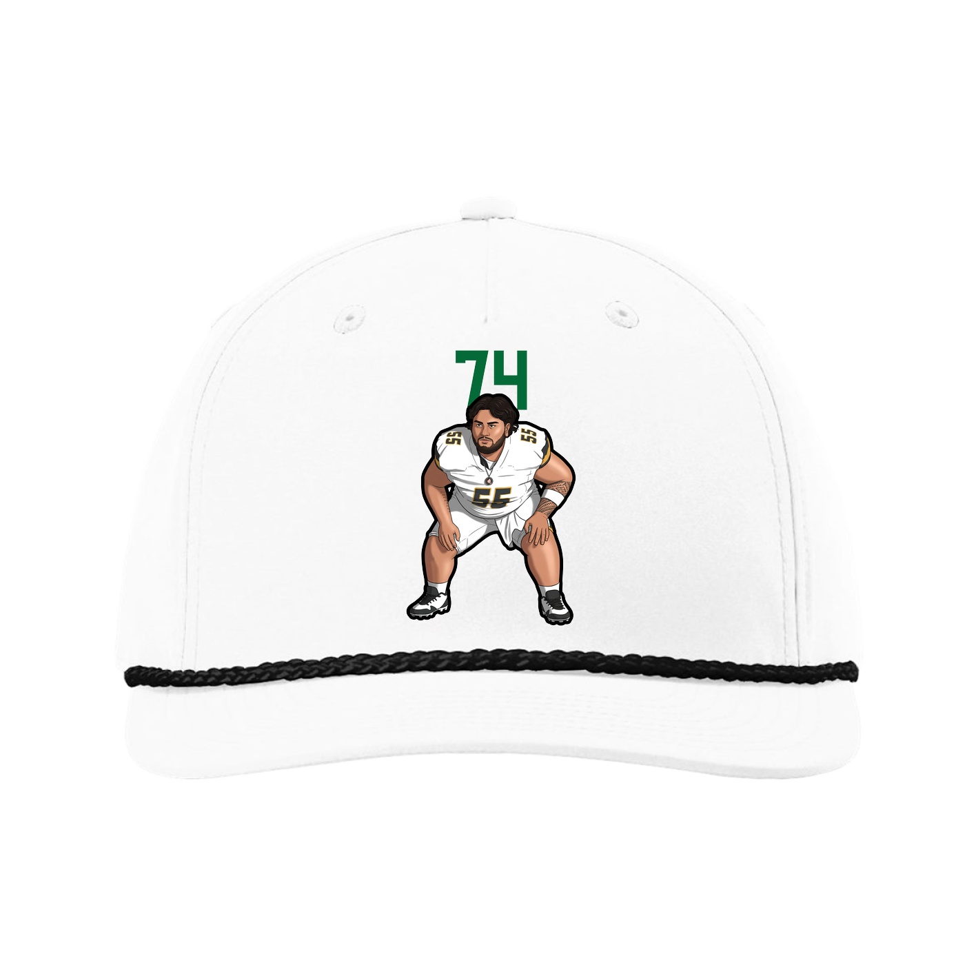Five-Panel Classic Rope Cap — Number Top in White