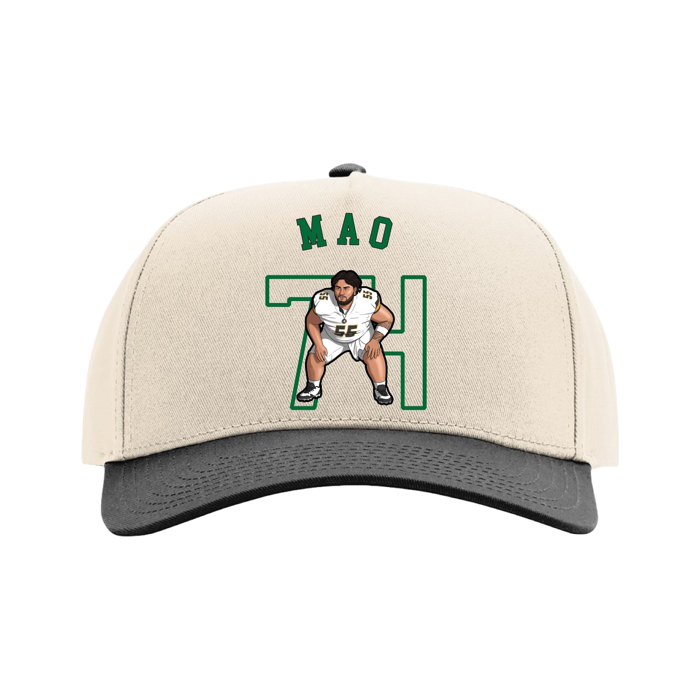 Full Fabric Five-Panel Champ Cap — Shirsey Arch in Cream/Black