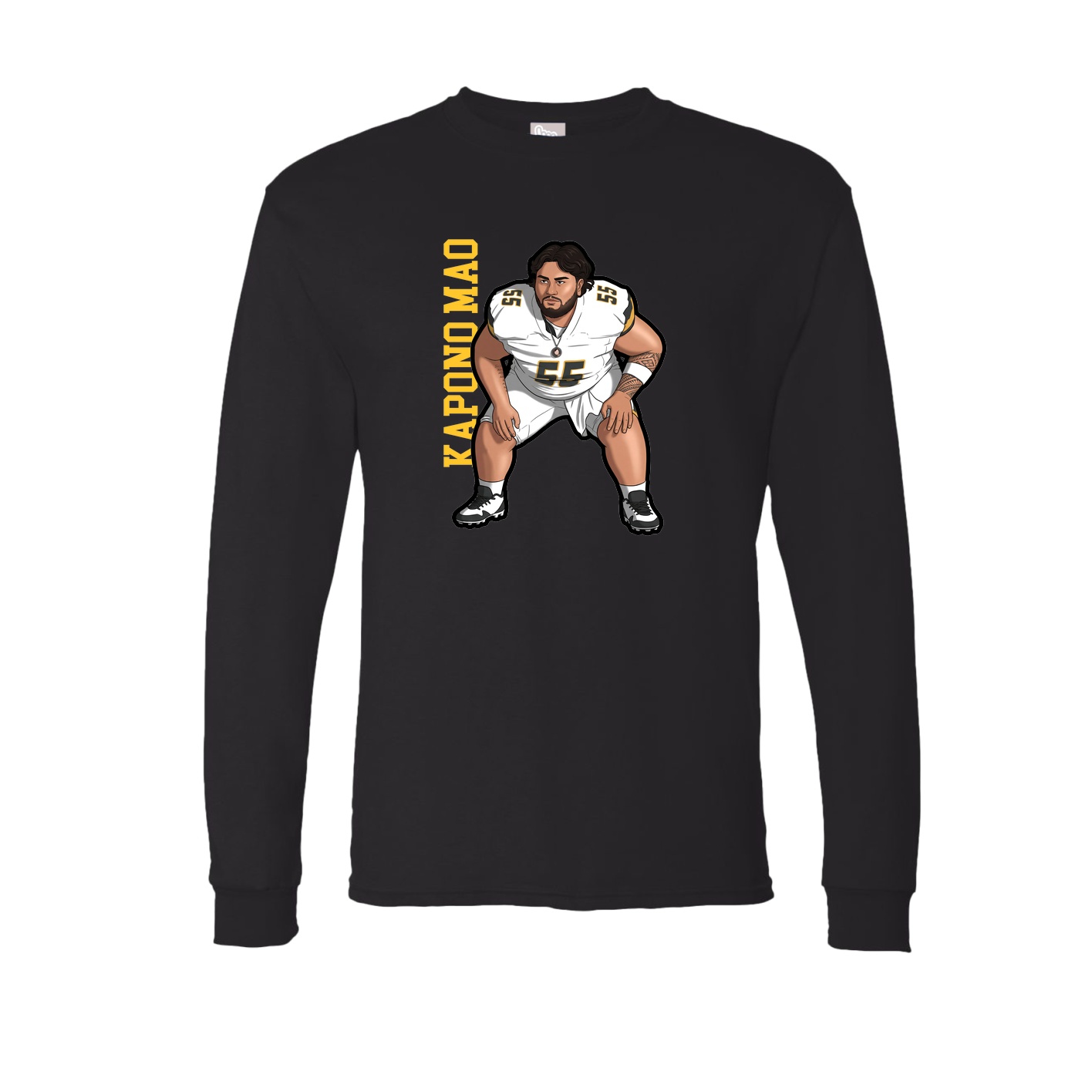 Long Sleeve Tee — Name Vertical in Black