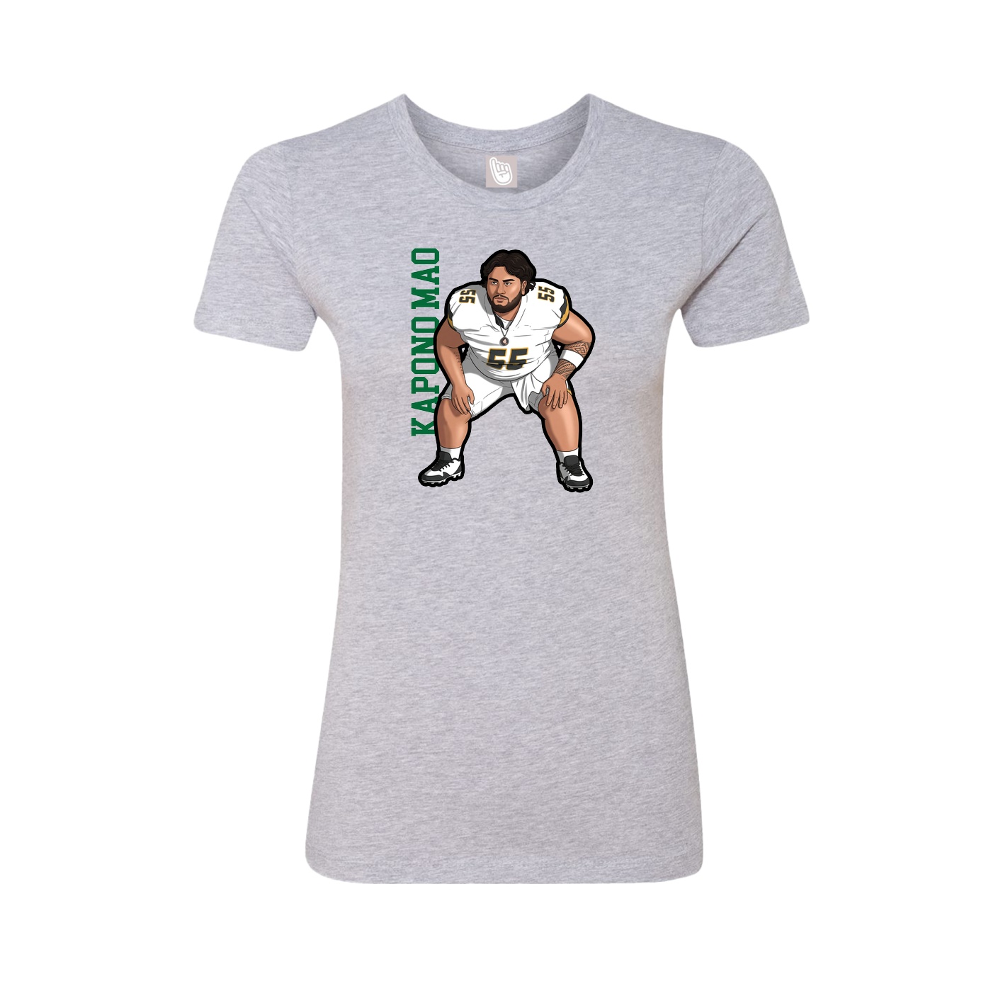 Fitted Women's Tee — Name Vertical in Grey
