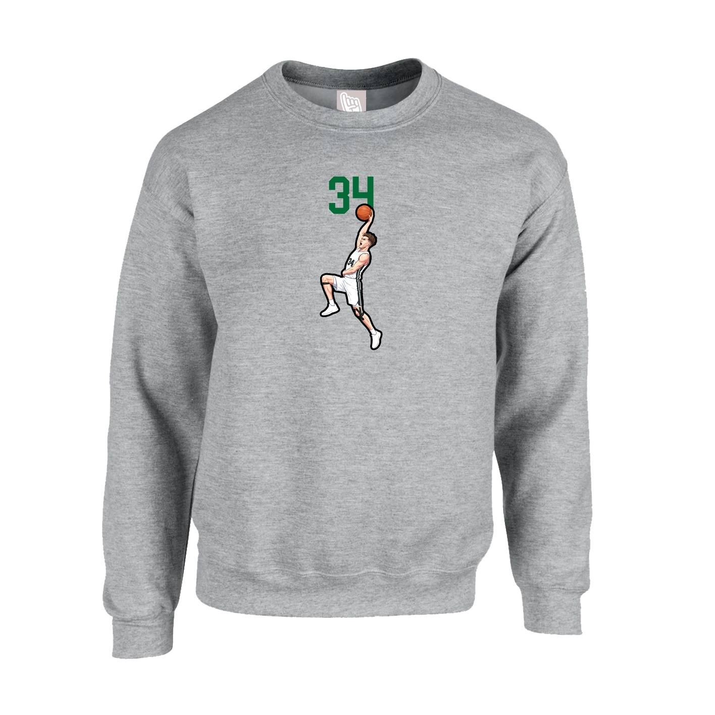 Fleece Crew — Number Top in Grey