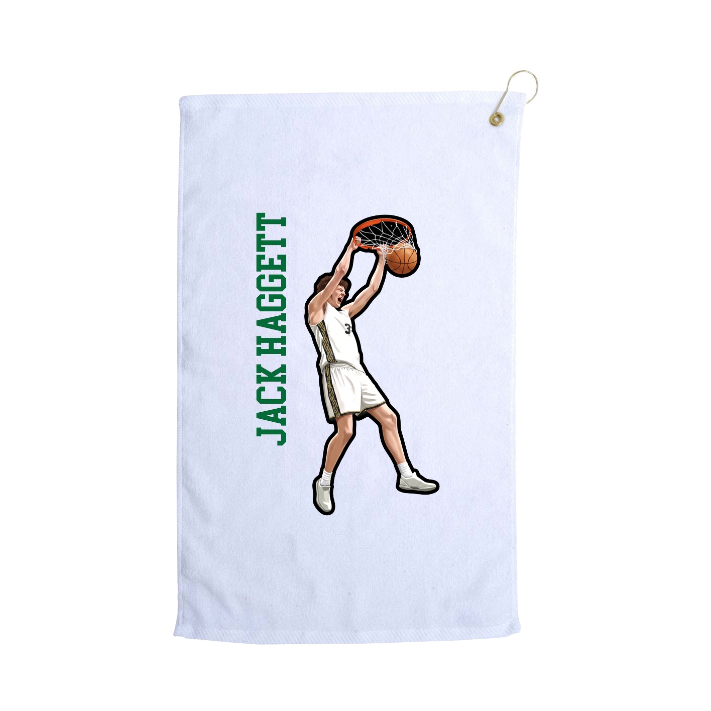 Golf Towel — Name Vertical in White