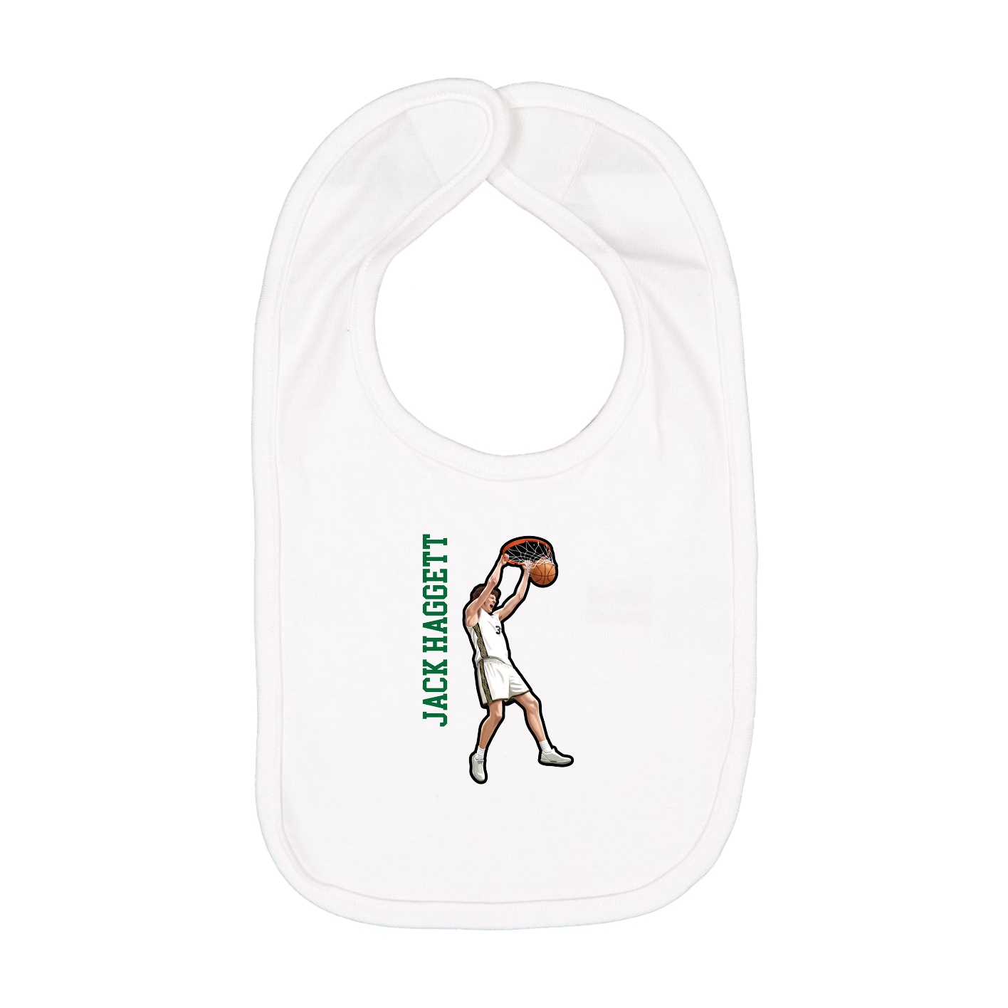 Infant Bib — Name Vertical in White