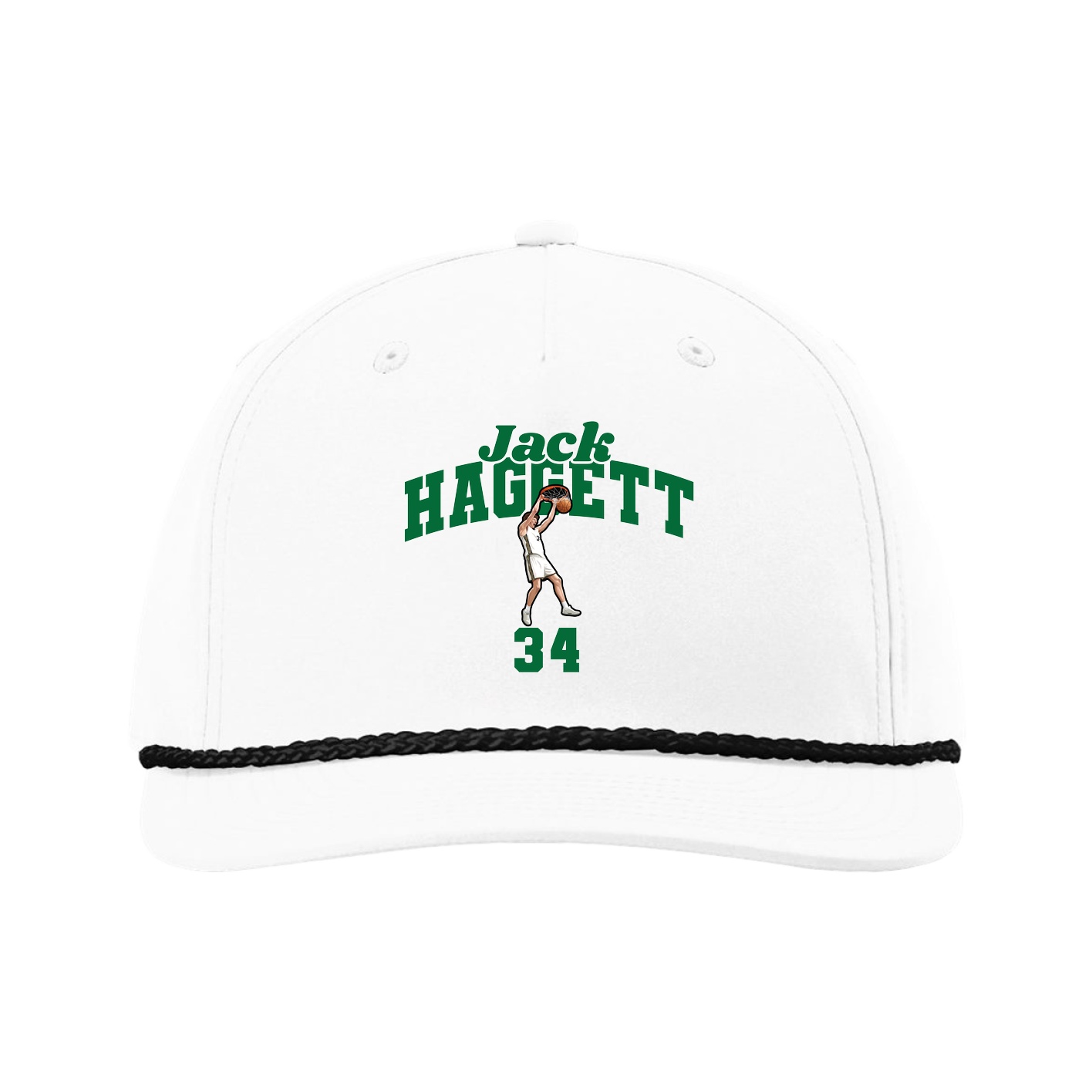 Five-Panel Classic Rope Cap — Signature Arch in White