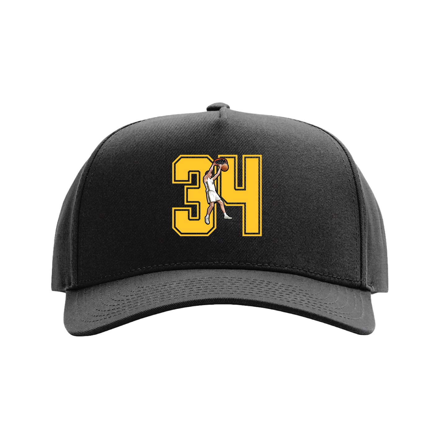 Full Fabric Five-Panel Champ Cap — Number in Black