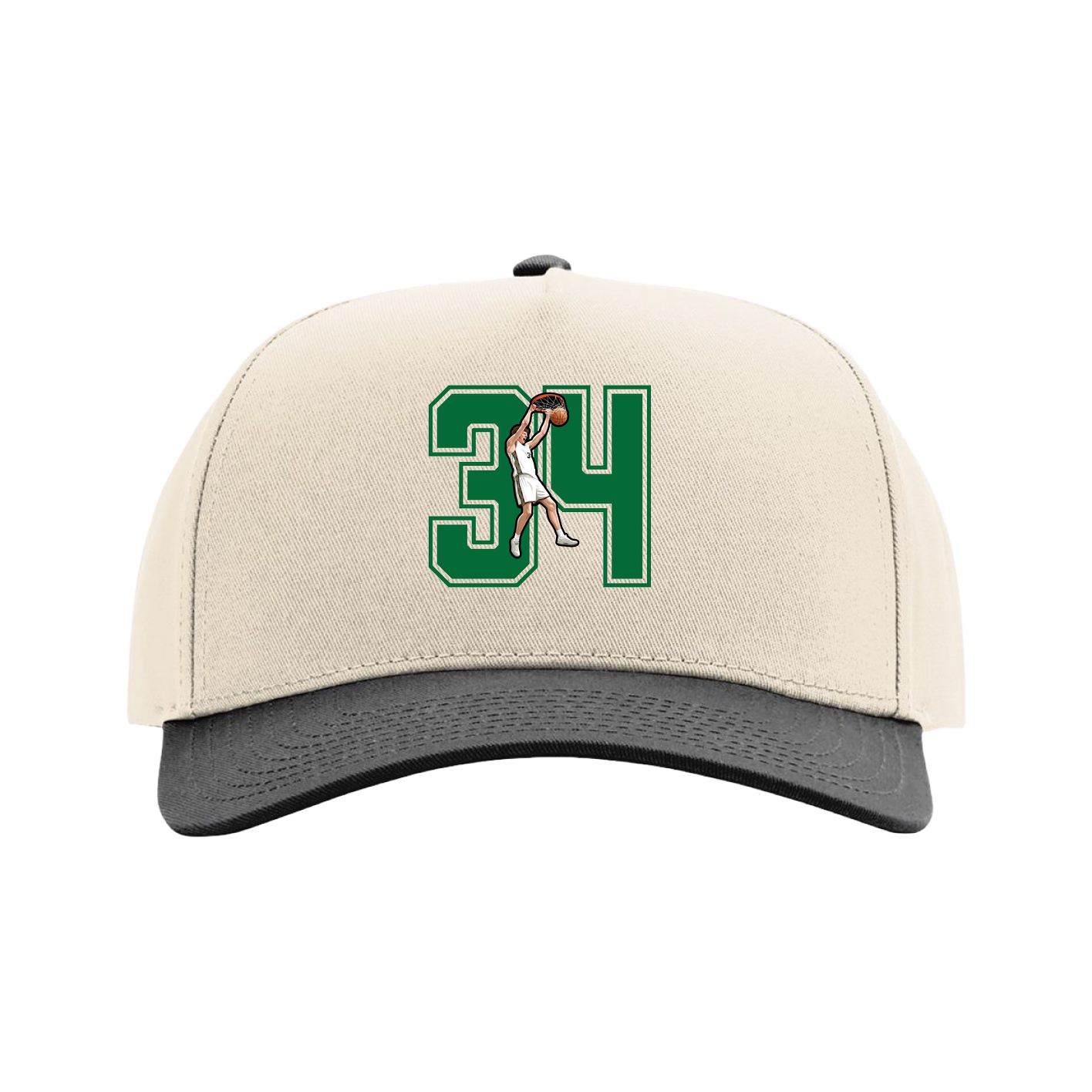 Full Fabric Five-Panel Champ Cap — Number in Cream/Black