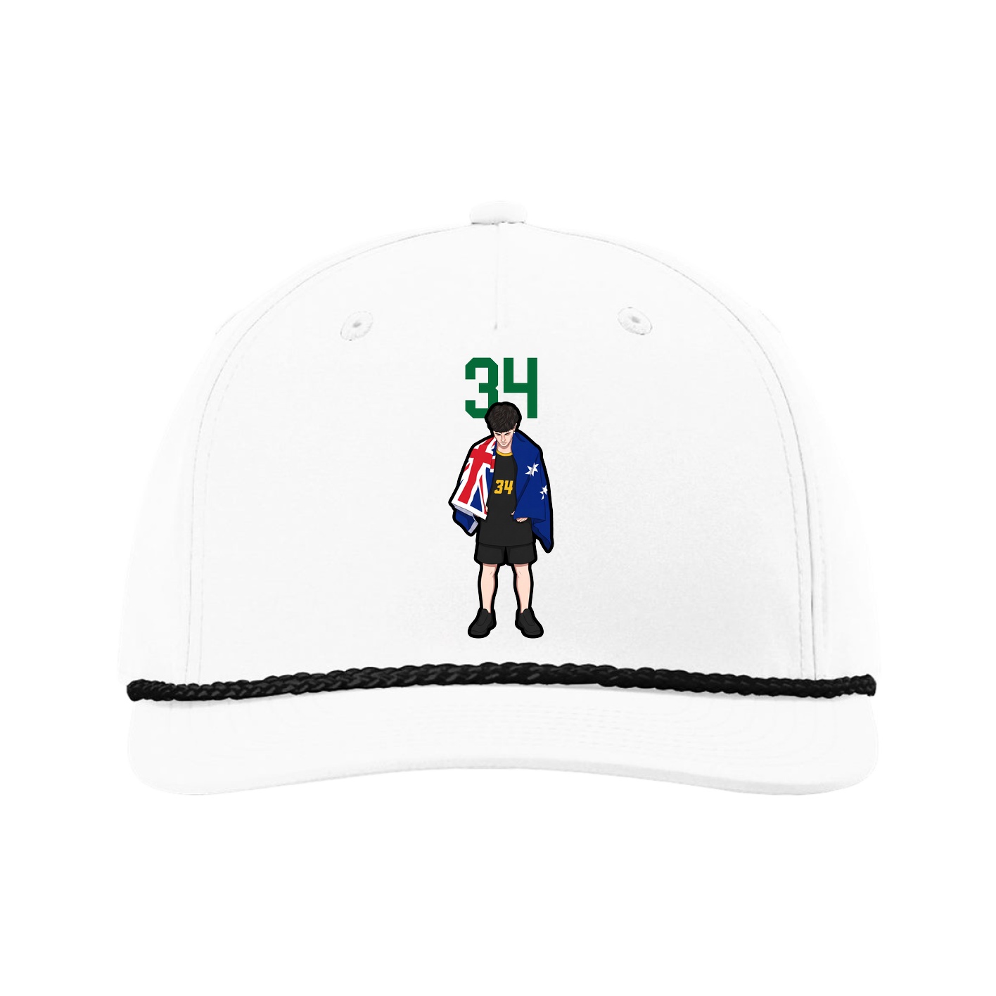 Five-Panel Classic Rope Cap — Number Top in White