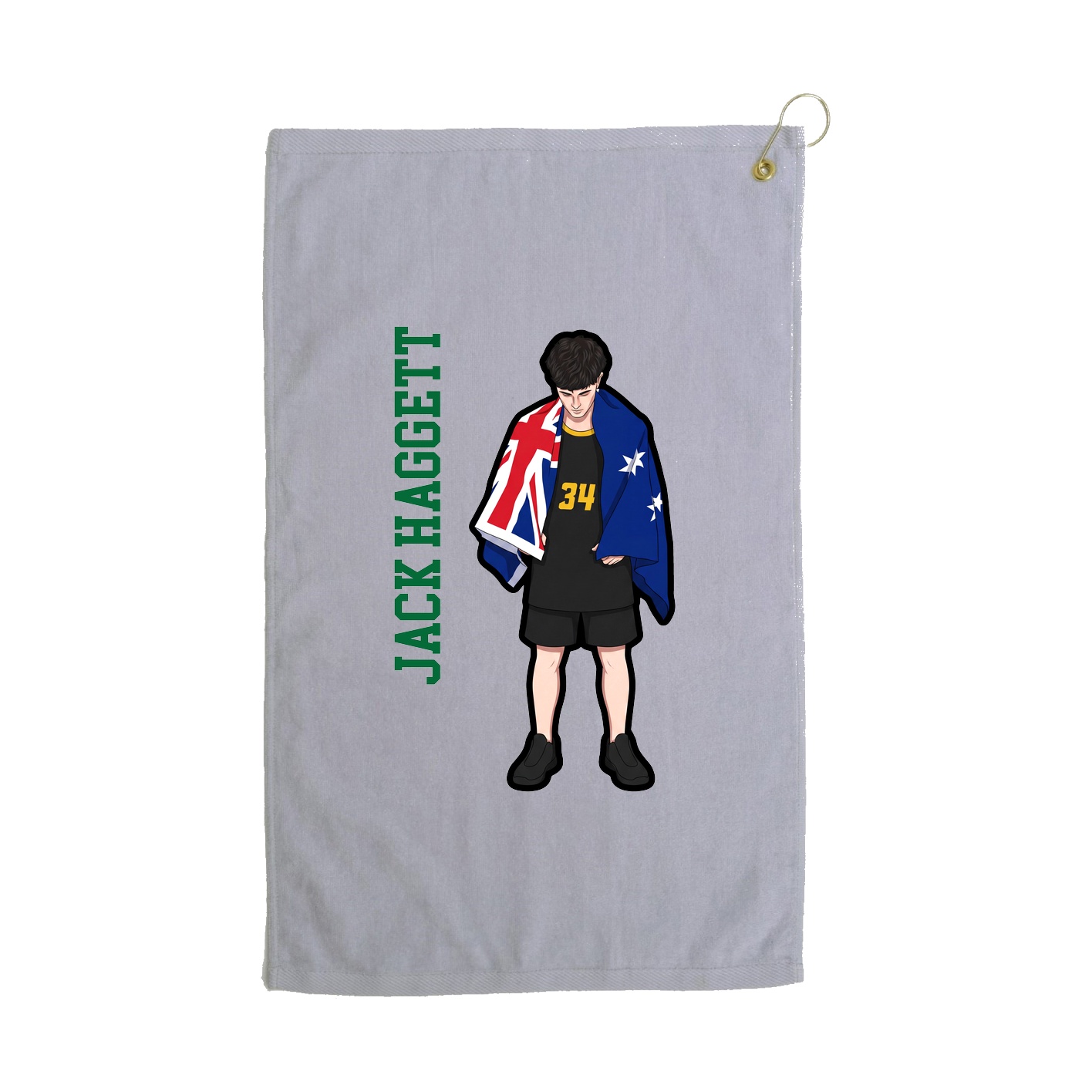Golf Towel — Name Vertical in Grey