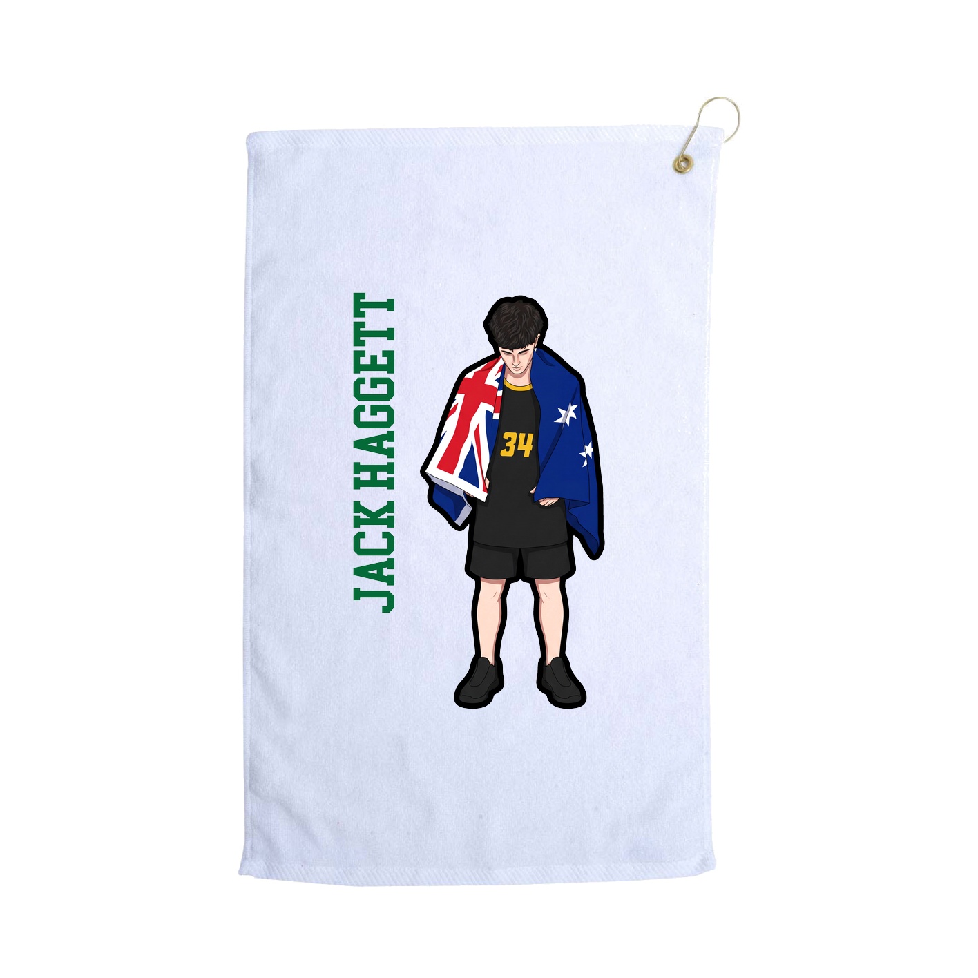 Golf Towel — Name Vertical in White