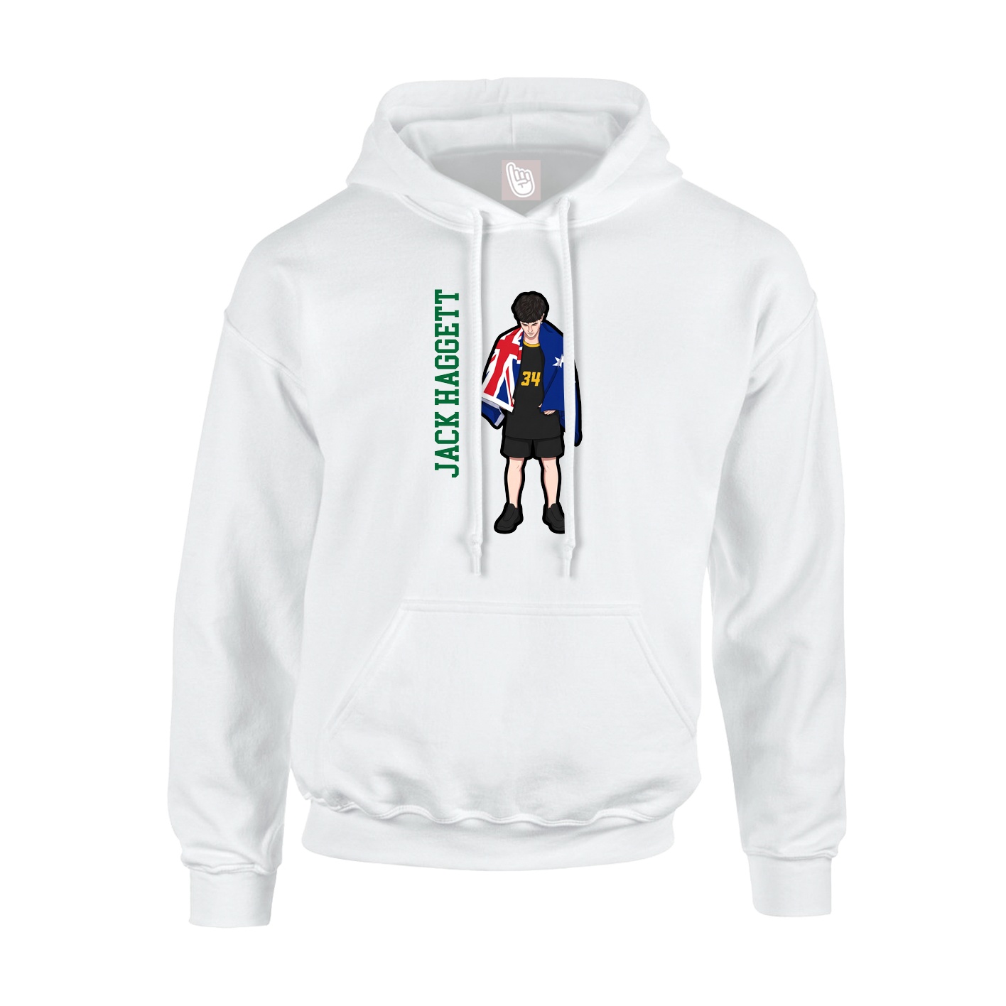 Youth Hoodie — Name Vertical in White