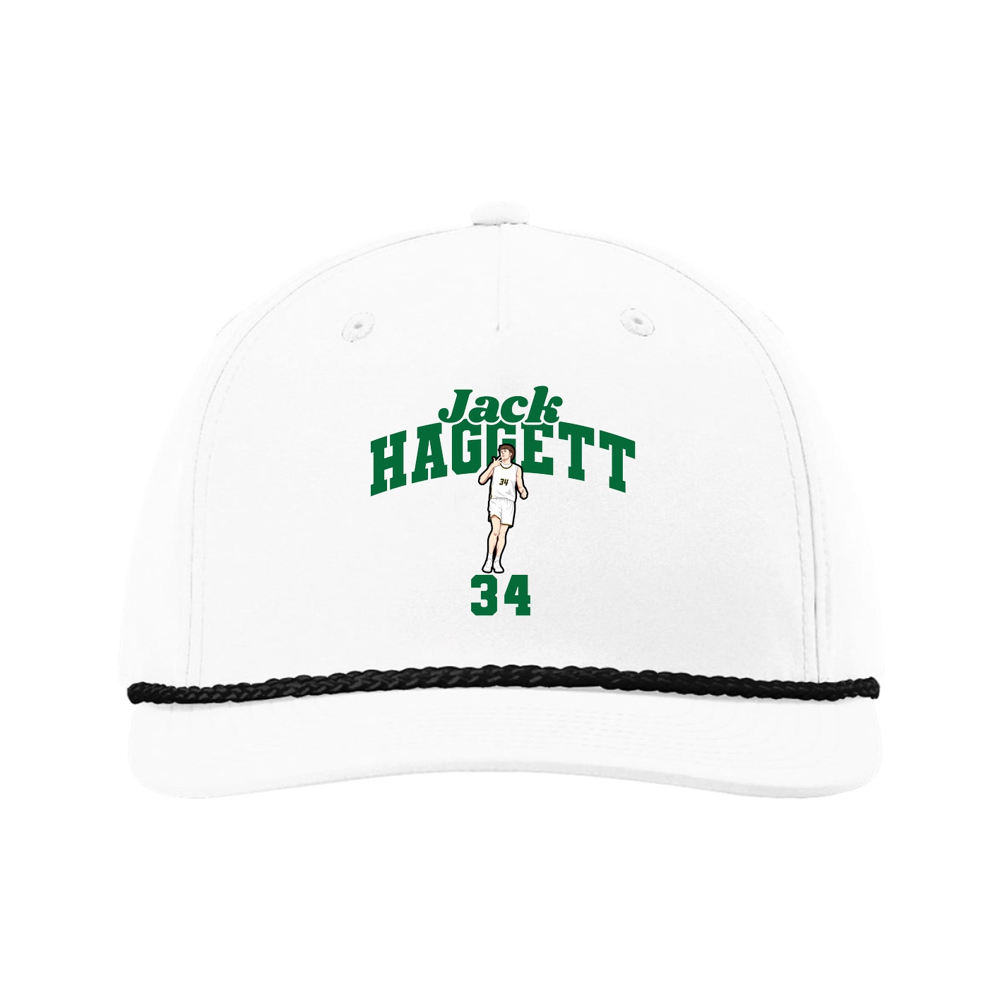 Five-Panel Classic Rope Cap — Signature Arch in White