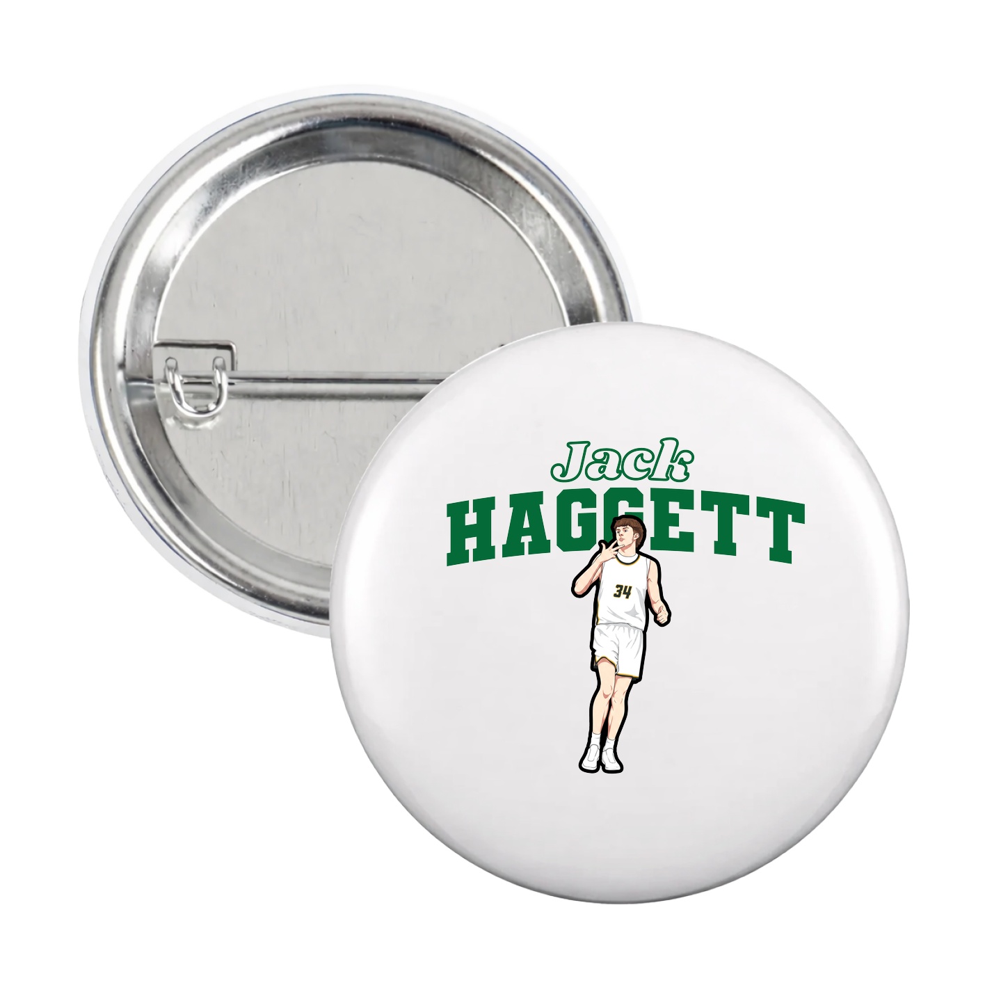 Game Day Button — Name Arch in White