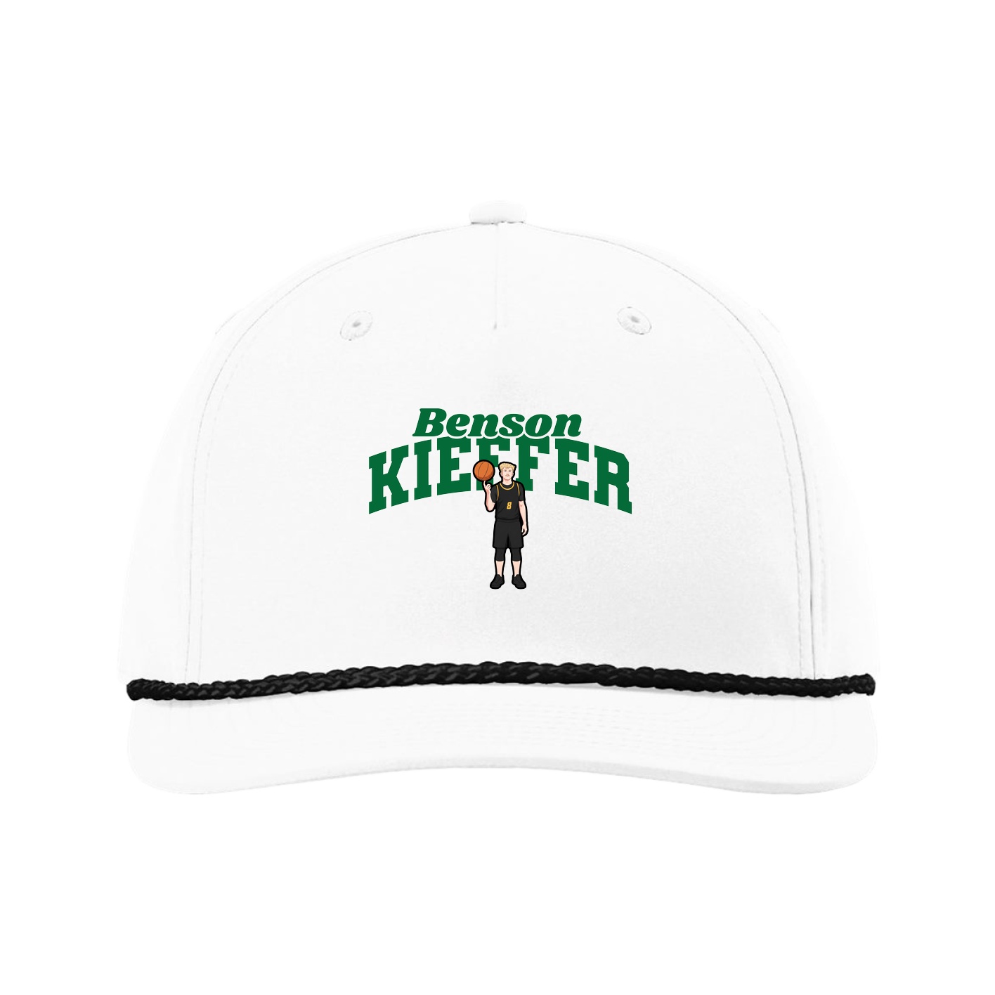 Five-Panel Classic Rope Cap — Signature Arch in White