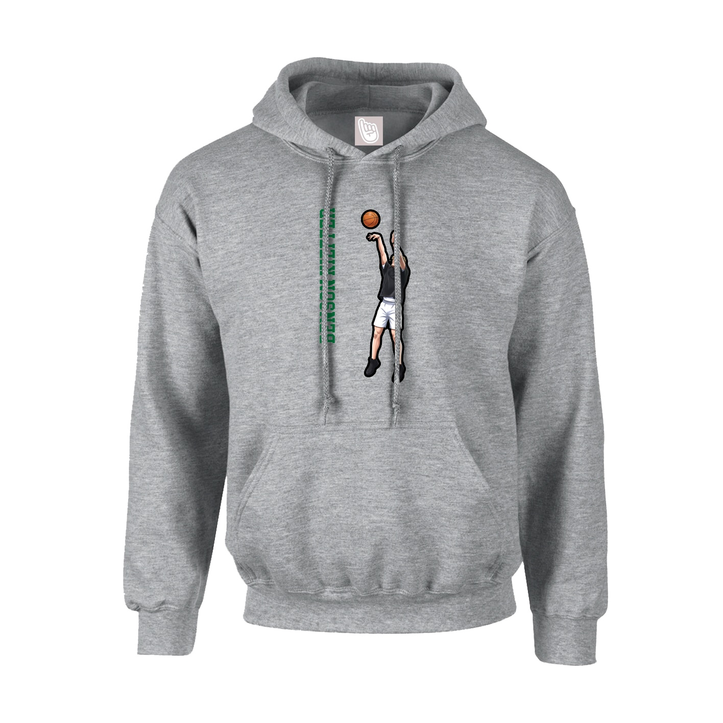 Youth Hoodie — Name Vertical in Grey
