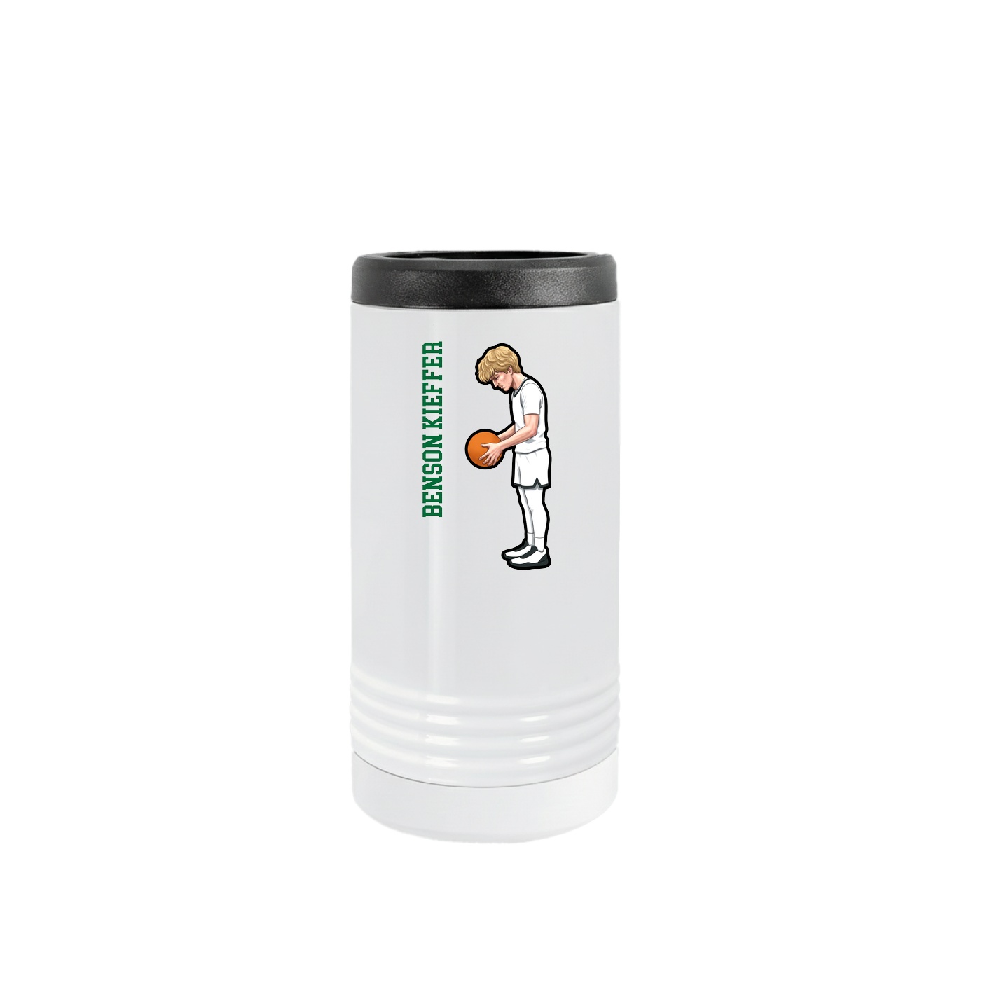 Slim Beverage Holder — Name Vertical in White