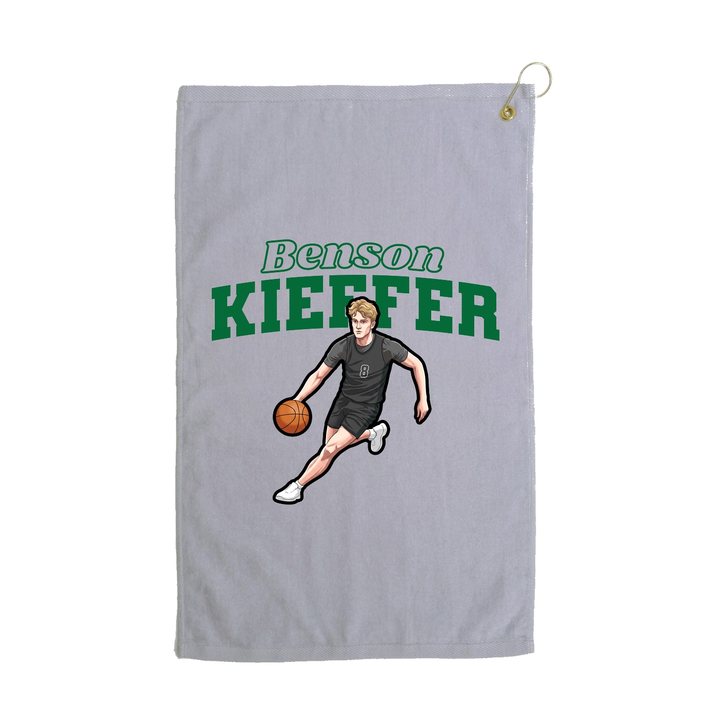 Golf Towel — Name Arch in Grey