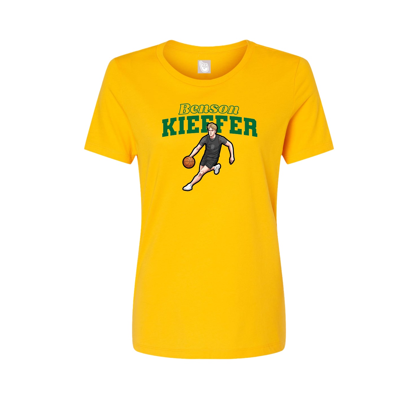 Fitted Women's Tee — Name Arch in Gold