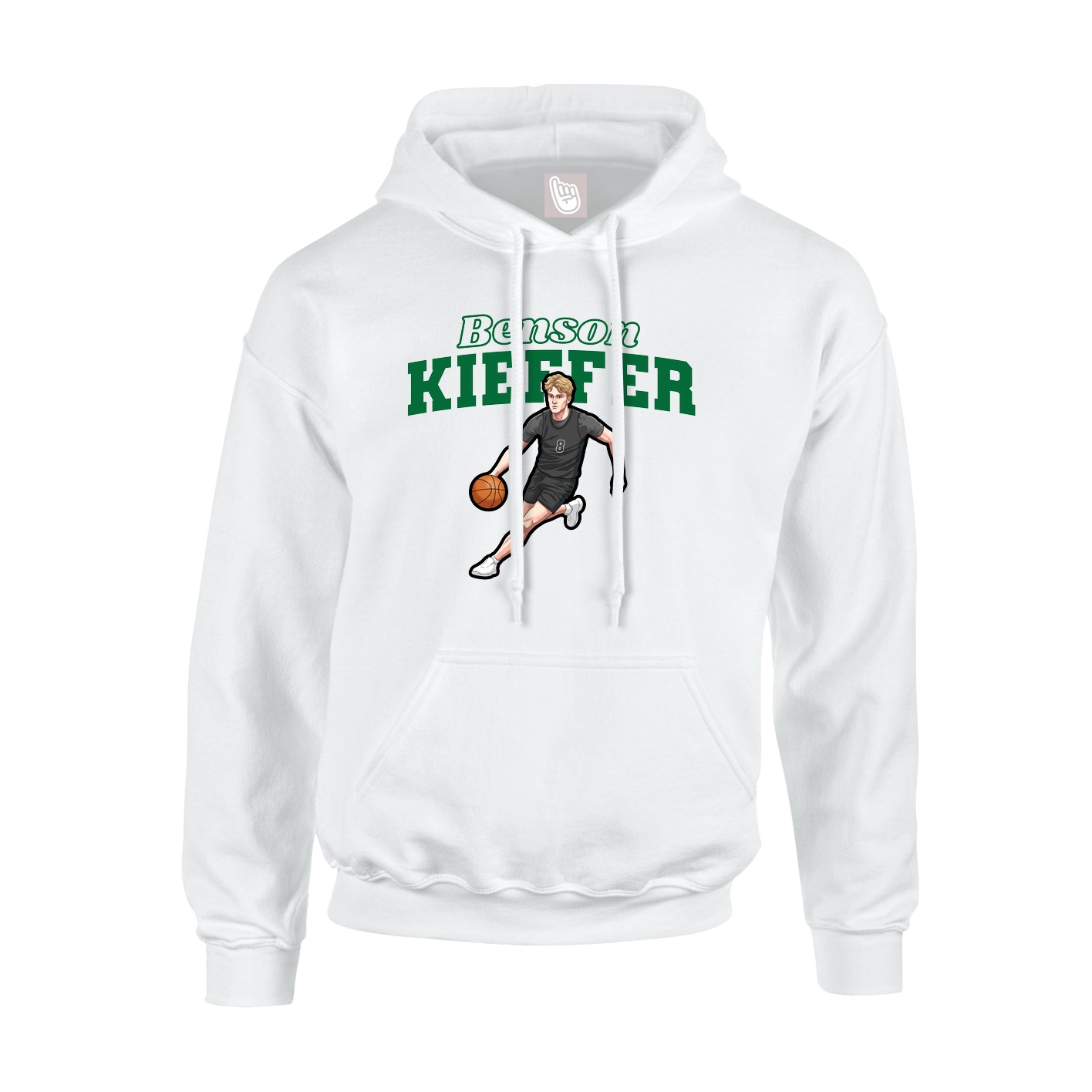 Youth Hoodie — Name Arch in White
