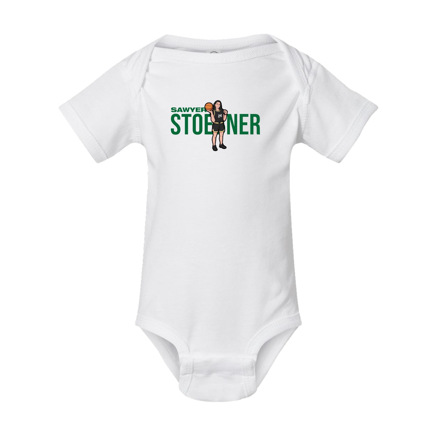 Baby Onesie — Player Name in White