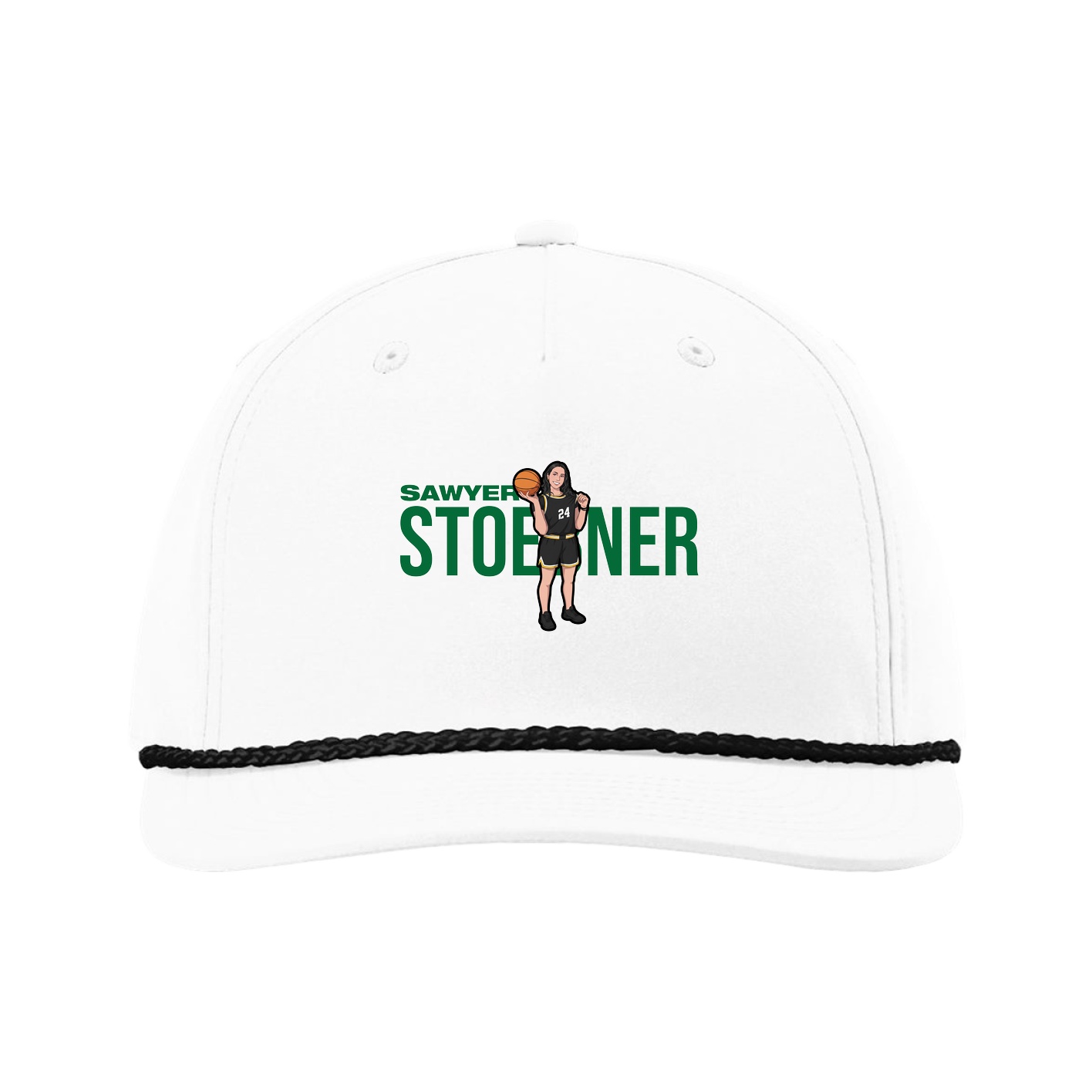 Five-Panel Classic Rope Cap — Player Name in White