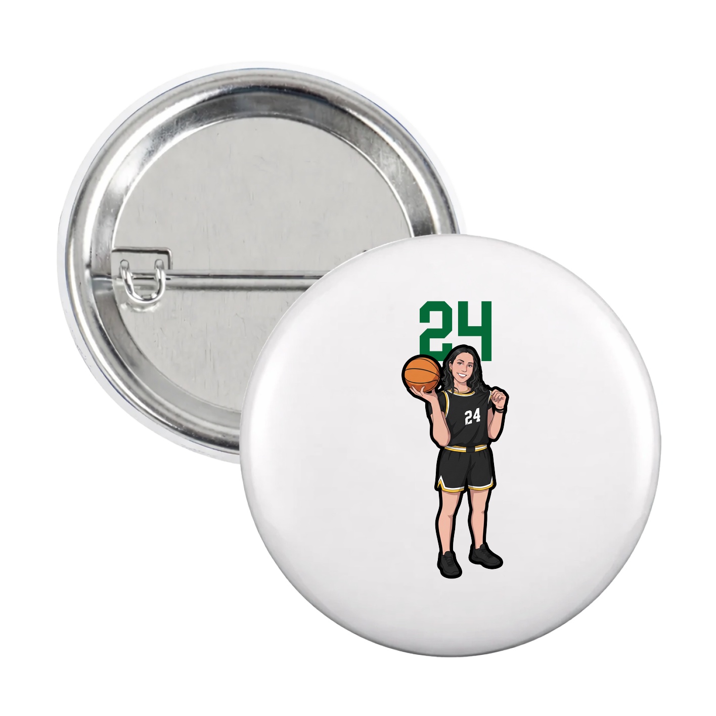 Game Day Button — Number Top in White