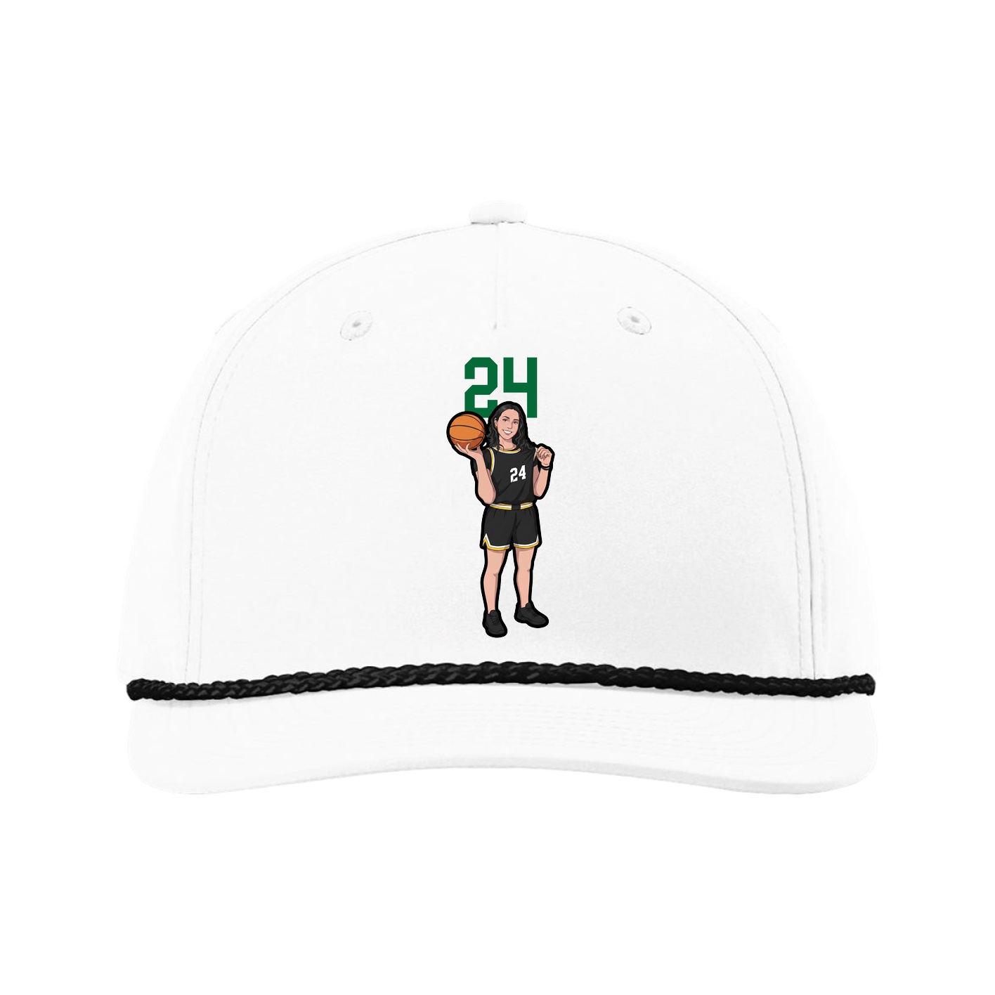 Five-Panel Classic Rope Cap — Number Top in White